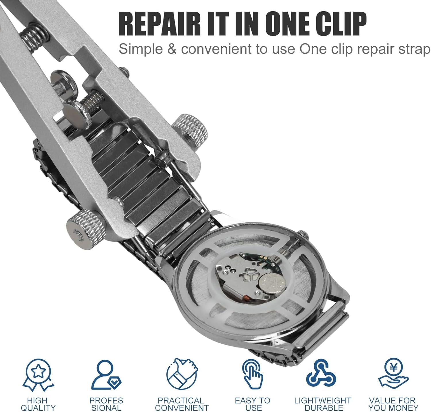 Watch Spring Bar Plier Tool Set Watchband Pliers with 10 Pins,Watch Wrist Ban Repair Remove Tool,Spring Plier Tweezer,Removal Tool for Watch Pin Strap Band Watch Link-Sliver