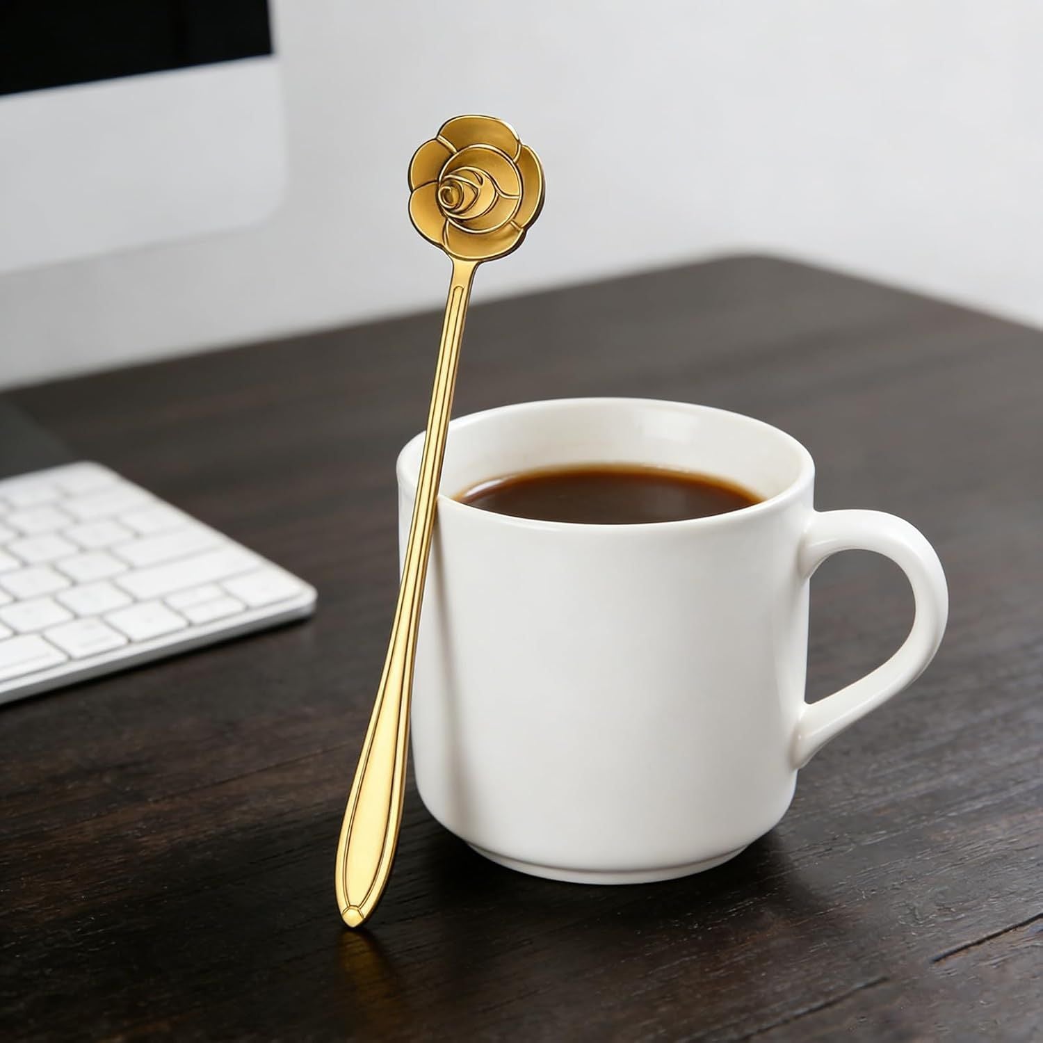 24PCS Gold Coffee Espresso Spoons, 5 Inch Stainless Steel Small Spoon for Dessert, Tea, Demitasse Stirring, Soup, Kitchen, Cafe or Bar
