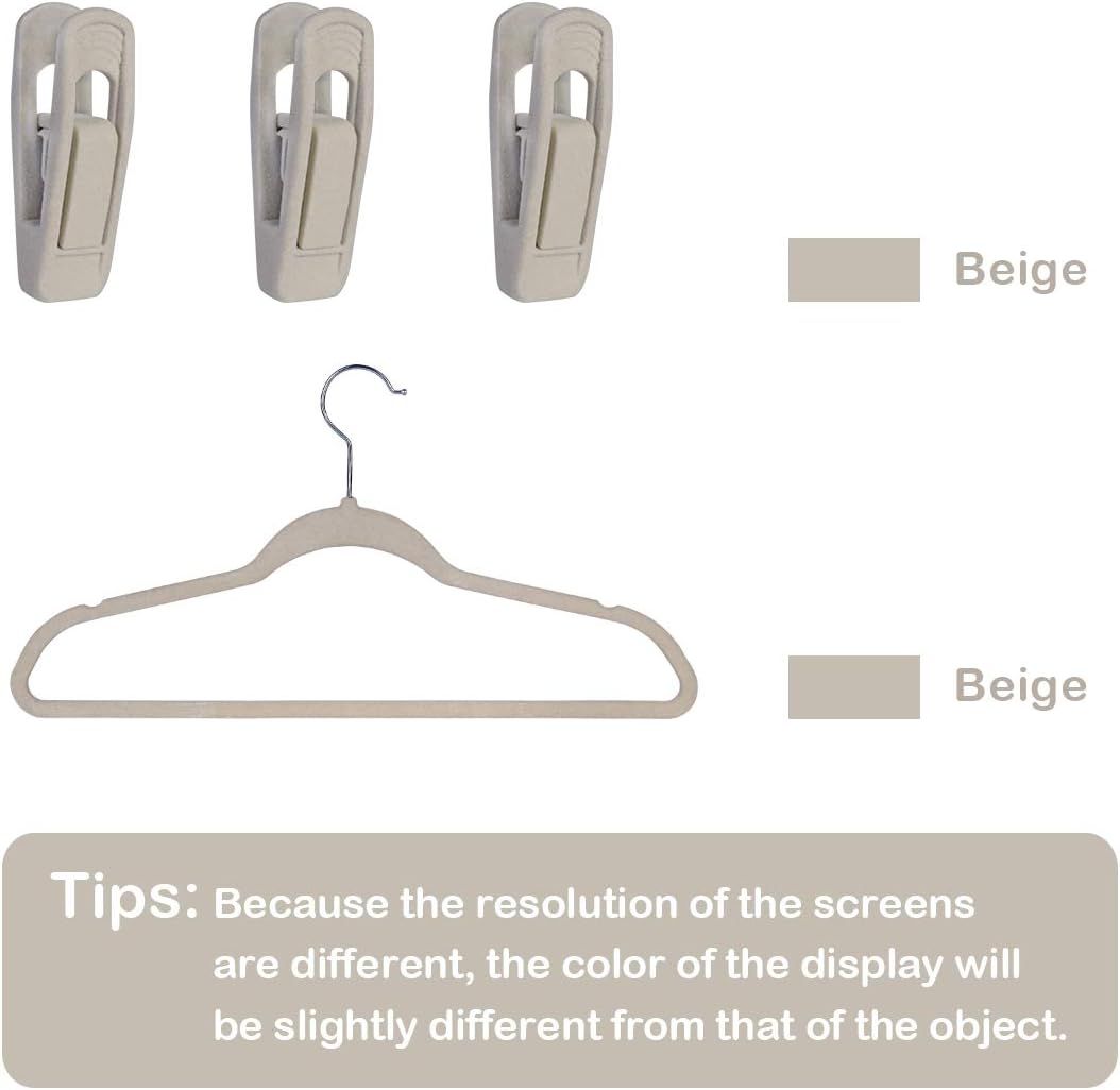 Velvet Hangers - Strong Finger Clips for Thin Pants 20pc, Beige