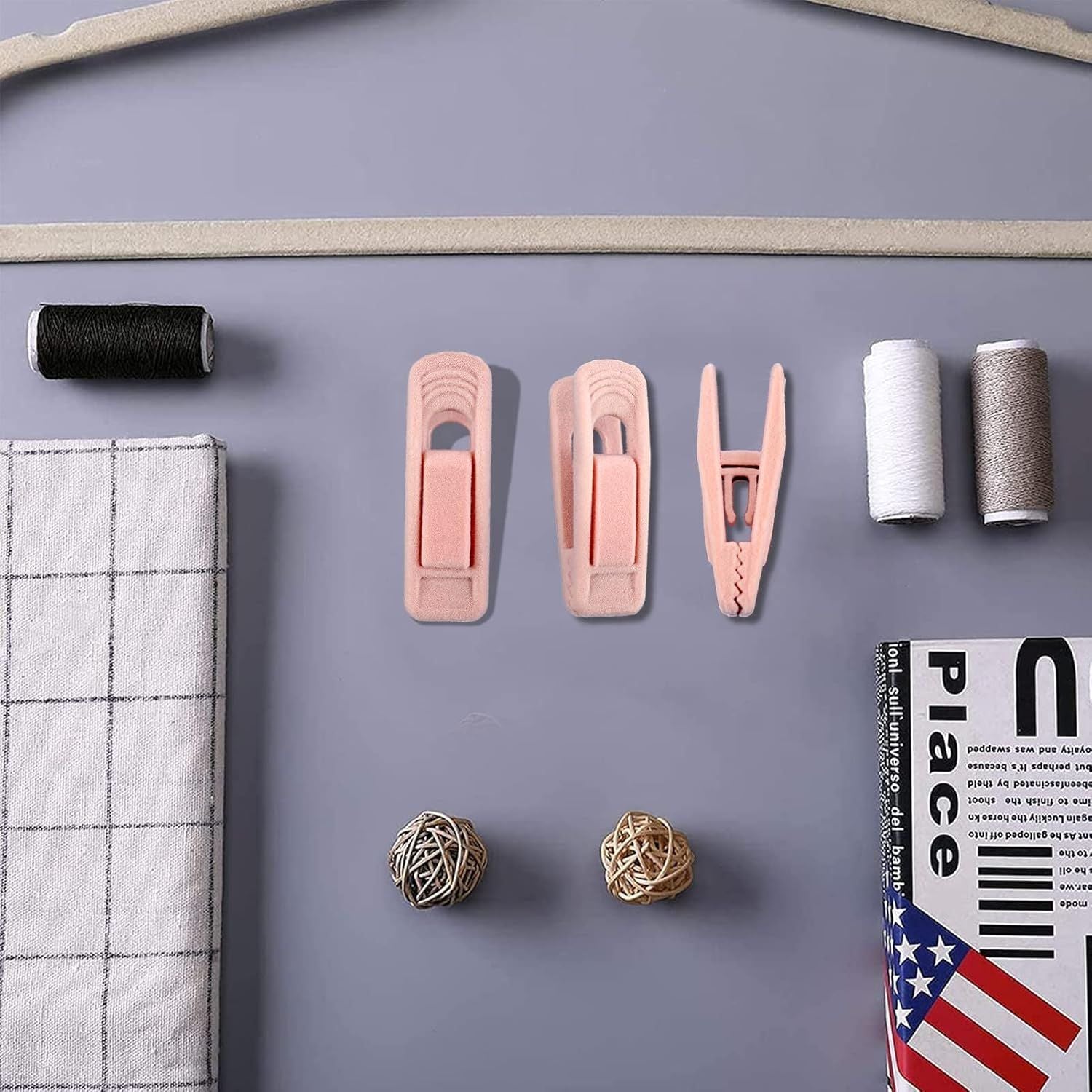 Light Pink Velvet Hangers - Strong Finger Clips for Thin Hangers, Perfect for Suits, Skirts, Pants & Baby Clothes