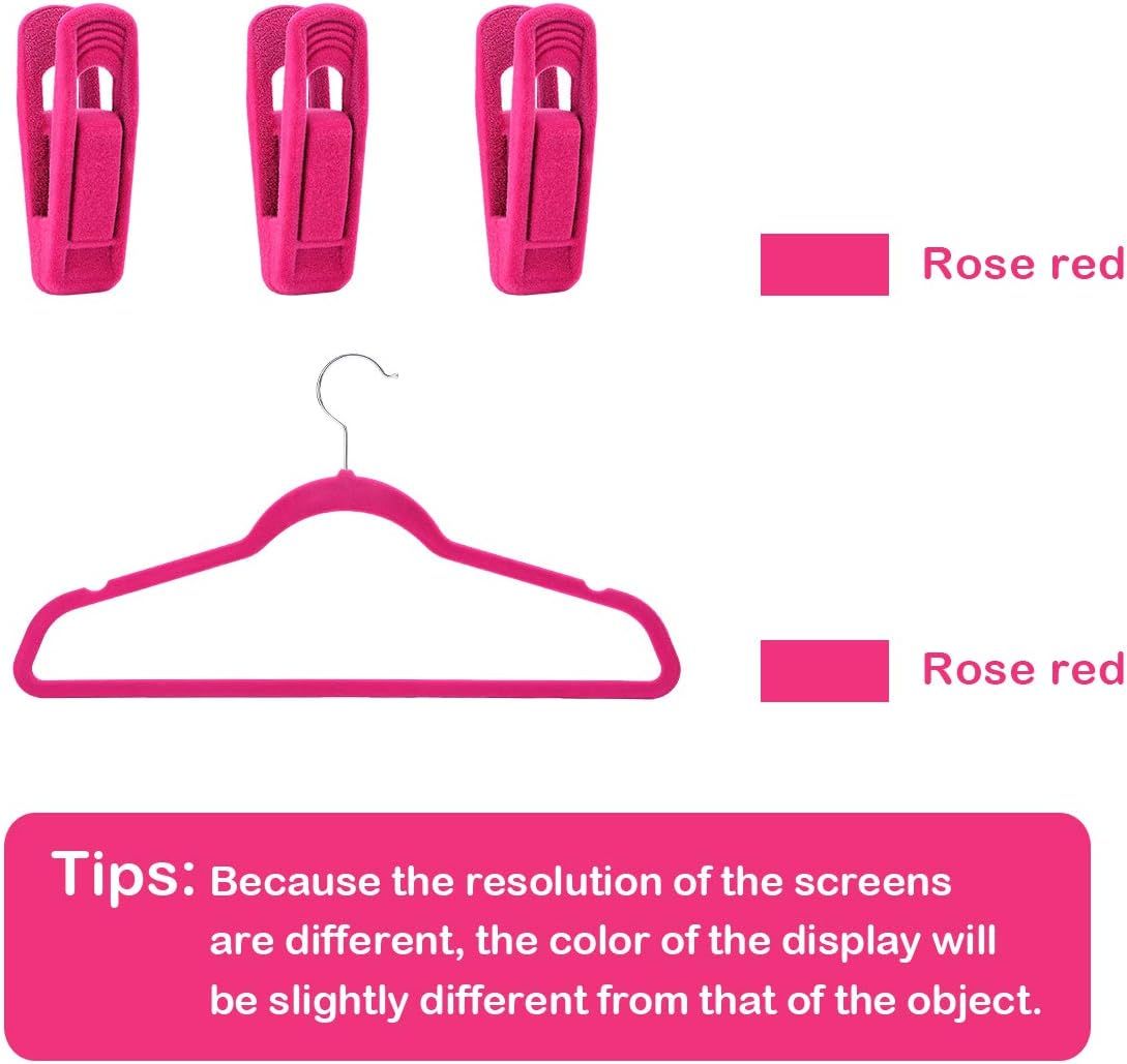 Hot Pink Velvet Hangers Clips, Pants Hangers Velvet Clips, Strong Finger Clips Perfect for Thin Velvet Hangers 20 Pcs, Hot Pink