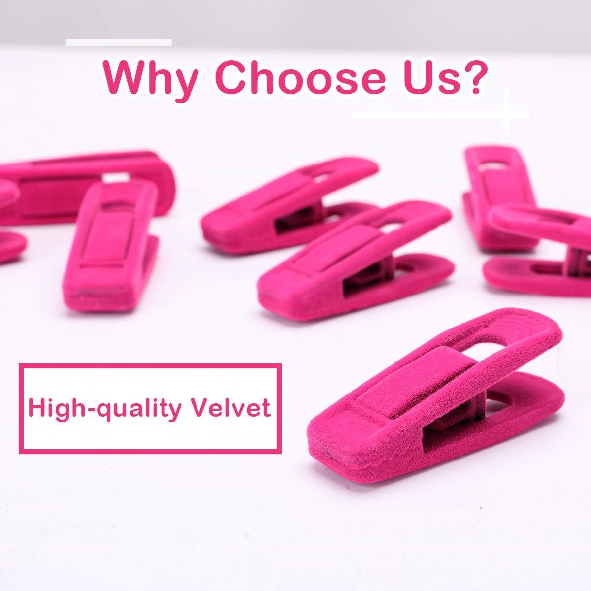 Hot Pink Velvet Hangers Clips, Pants Hangers Velvet Clips, Strong Finger Clips Perfect for Thin Velvet Hangers 20 Pcs, Hot Pink