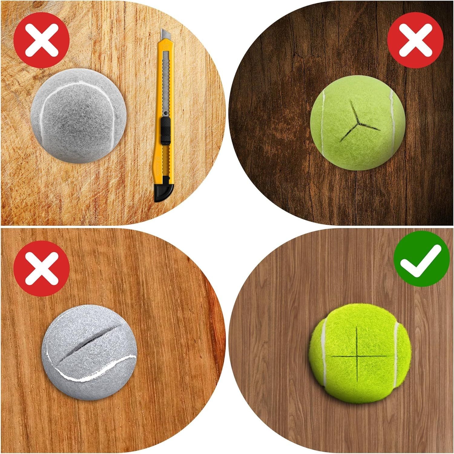 Precut Tennis Balls for Walkers, 4 PCS Heavy Duty Walker Accessories, Walker Tennis Balls Precut for Easy Installation, Universal Walker Glide Balls for Seniors, Furniture Legs & Floor Protection