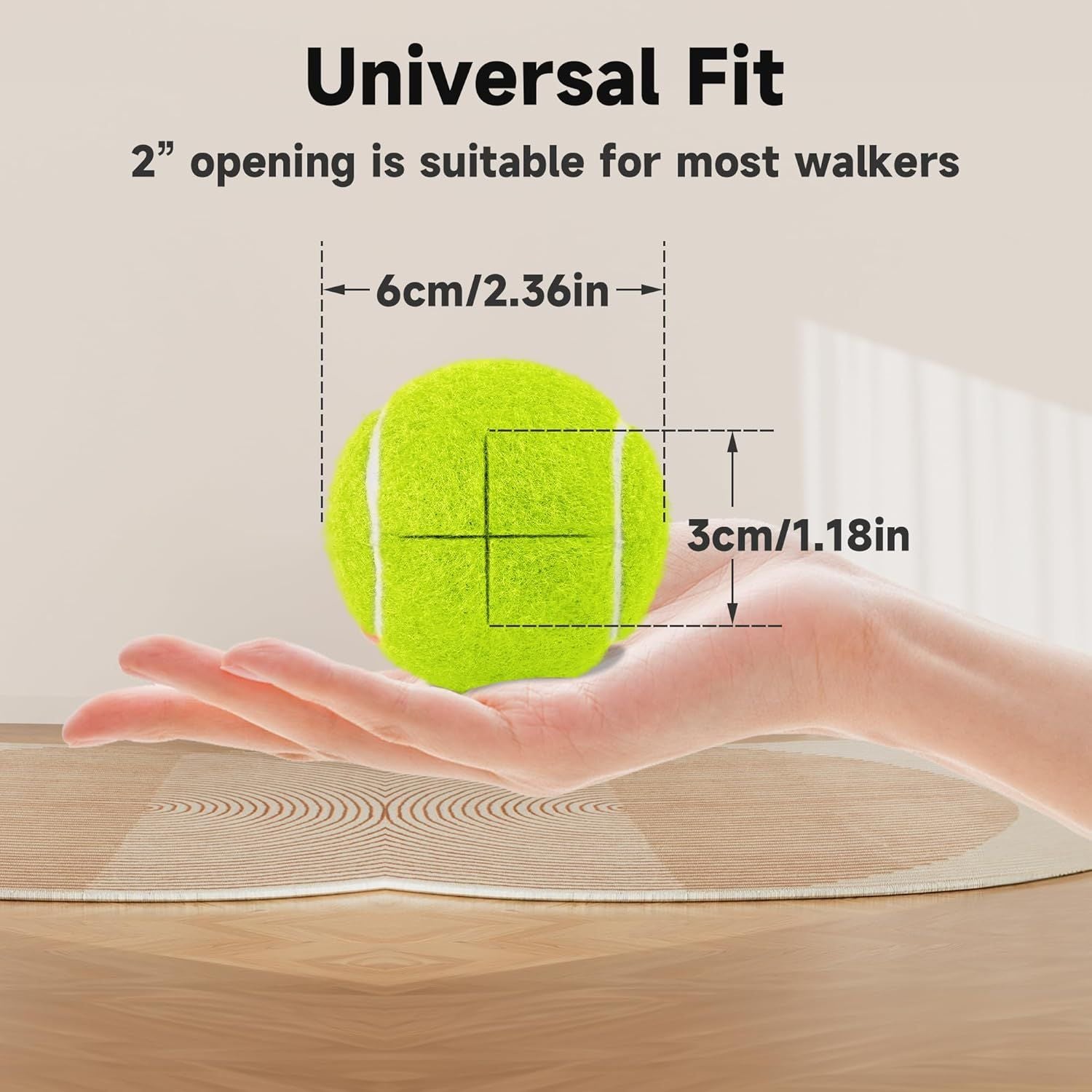 Precut Tennis Balls for Walkers, 4 PCS Heavy Duty Walker Accessories, Walker Tennis Balls Precut for Easy Installation, Universal Walker Glide Balls for Seniors, Furniture Legs & Floor Protection