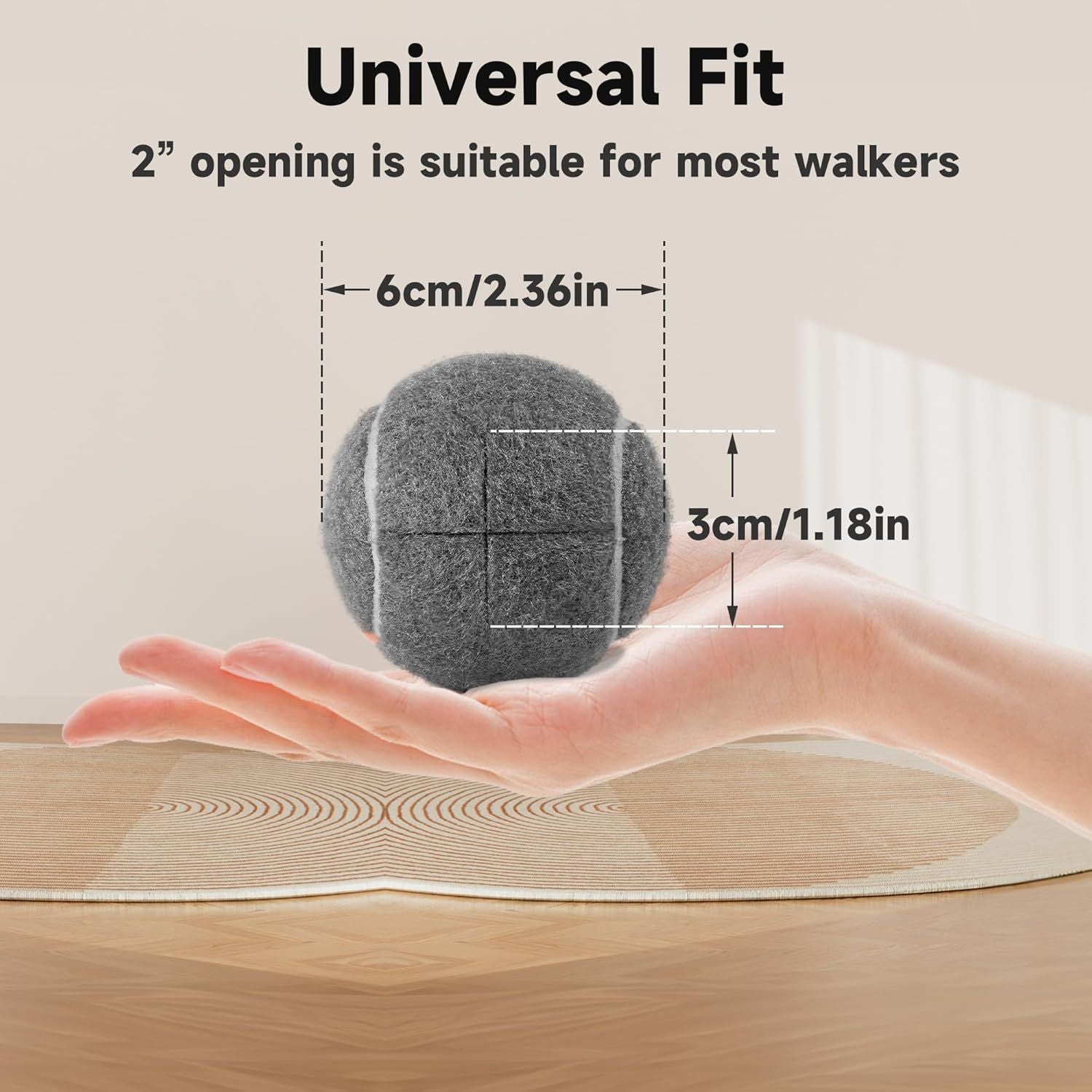 4 Pcs Tennis Balls Precut for Walkers Pre Cut, Walkers Legs Universal Precut GlideBalls for Indoor, Silent Gliding and Floor Protection Grey