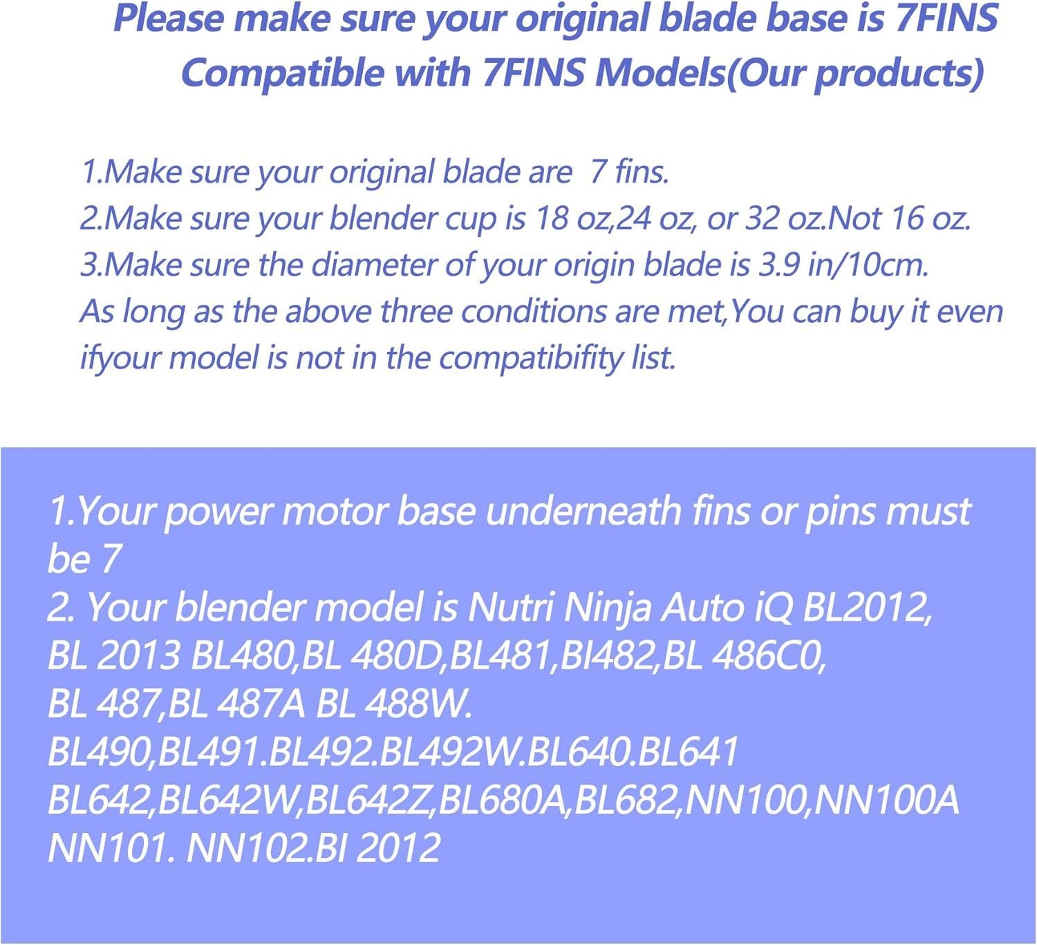 1-pack Extractor Blade Assembly 7 Fins Ninja Blender Blade Ninja Blender Replacement Parts Compatible with Ninja Blenders Auto iQ BL480 BL482 BL642 BL682 NN102