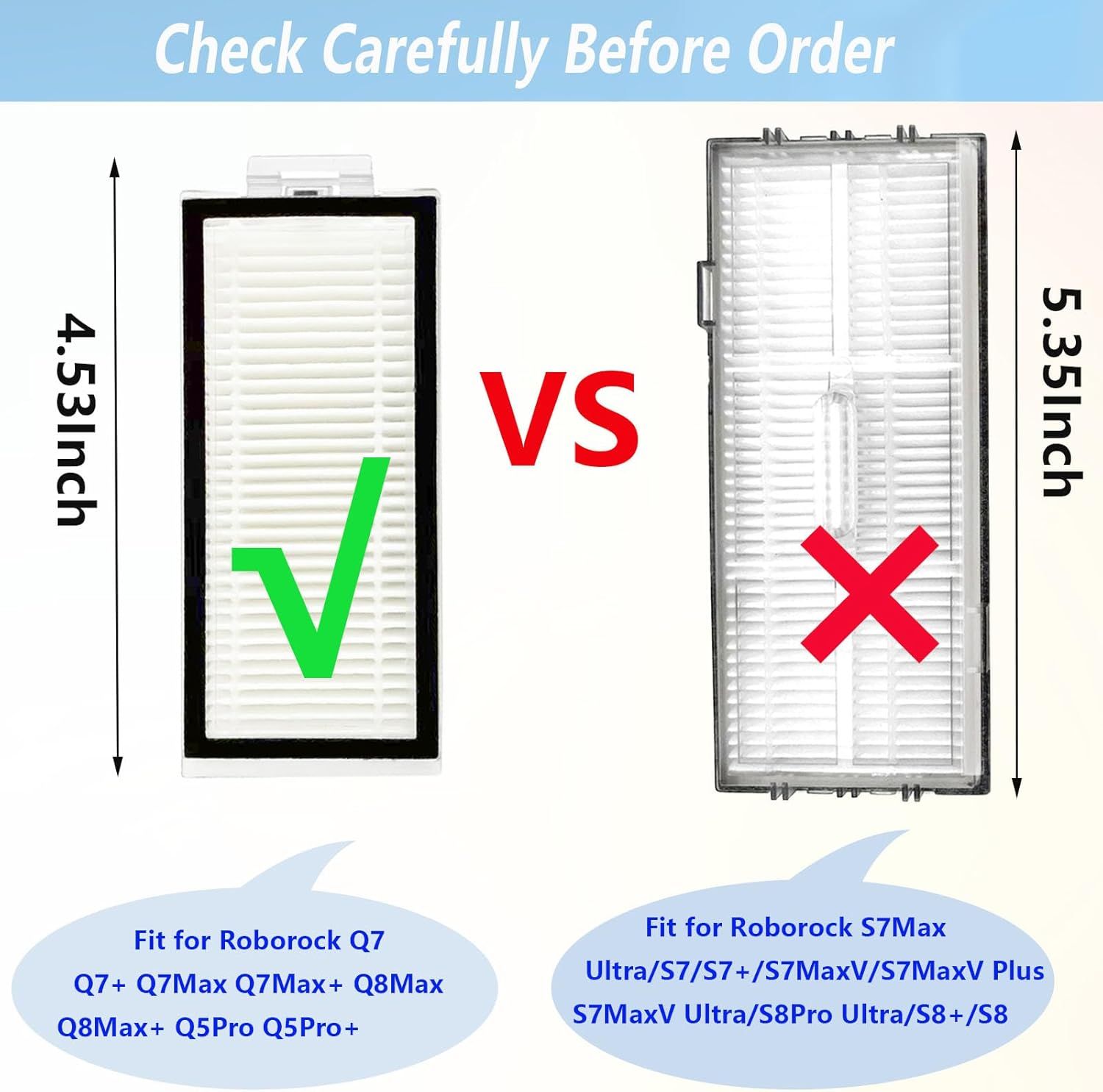 Vacuum Filter Replacement Compatible with Xiaomi Roborock Q7 Q7+ Q7 Max Q7 Max+ Q5 Pro and Q5 Pro+ Robot Vacuum Cleaner Not Fit for Q5 Q5+ S8 Pro Ultra S8+ S8