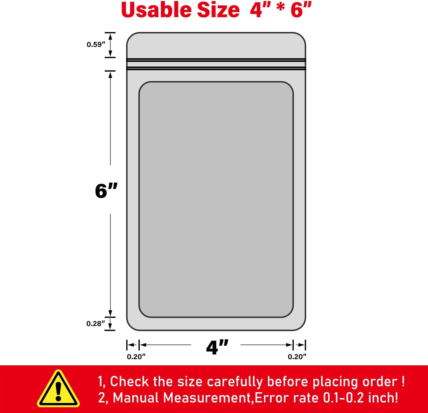 EONJOE 100-Pack 4×6 Inch Mylar Bags Resealable Holographic Packaging Bag Jewelry Candy Sample Food Treat Party Favor Small Bussiness Bags,Black