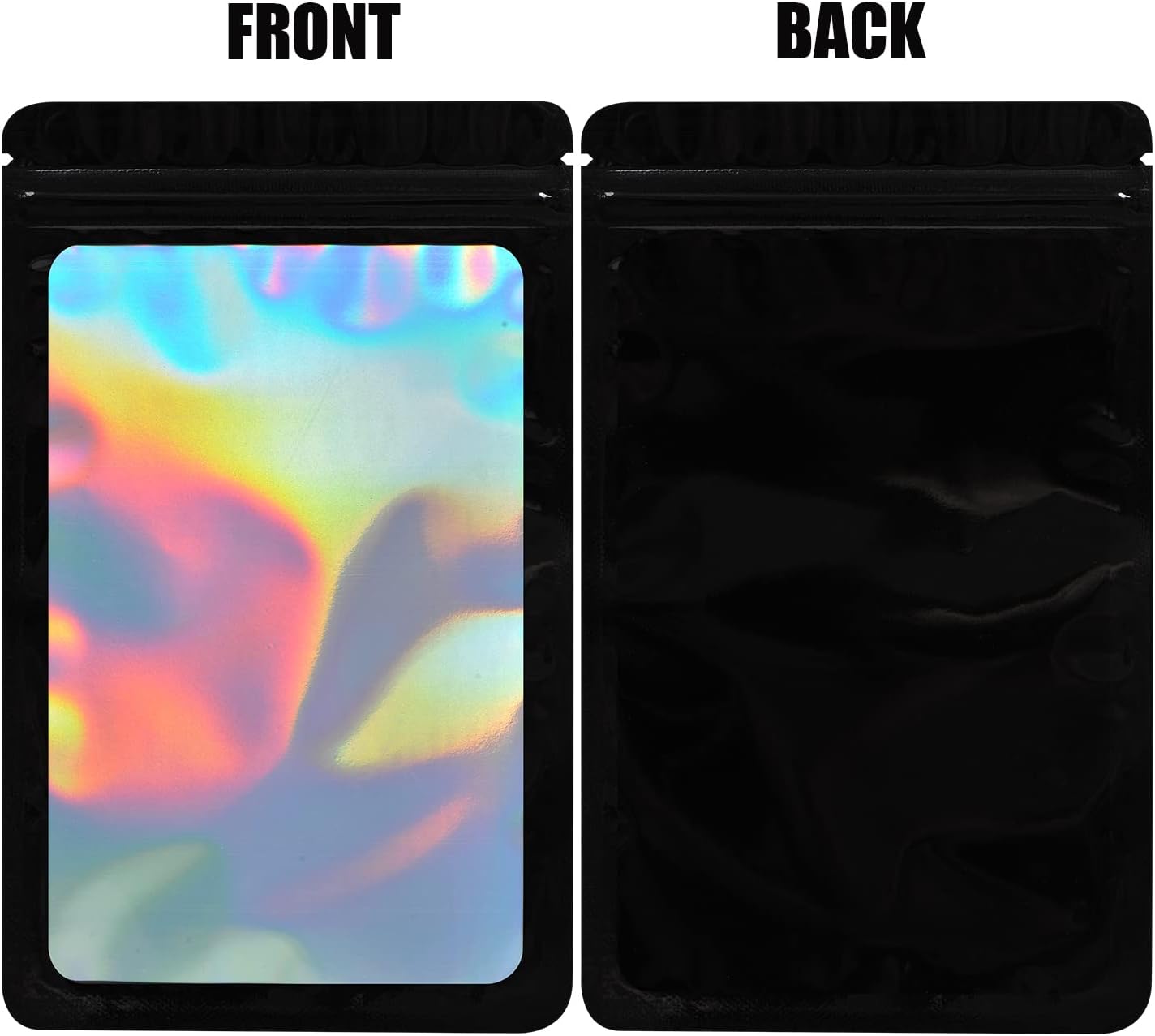 EONJOE 100-Pack 4×6 Inch Mylar Bags Resealable Holographic Packaging Bag Jewelry Candy Sample Food Treat Party Favor Small Bussiness Bags,Black