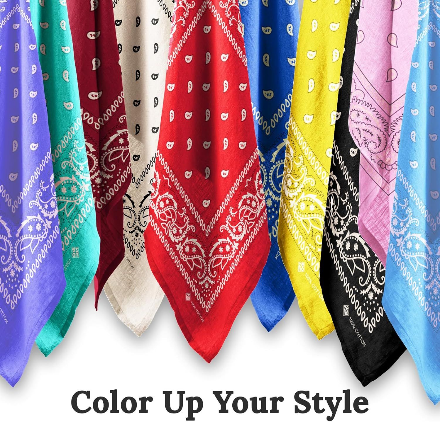 100% Cotton & Natural Fibers Bandana Scarf - Soft, Durable, Machine Washable – Unisex for Men & Women - 10 Pack