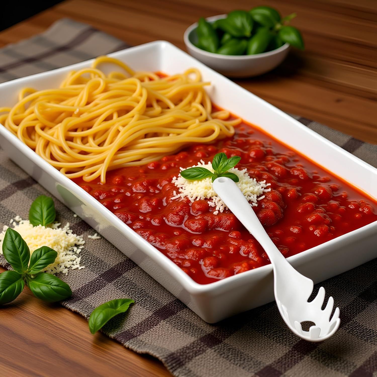 1 Pc White Pasta Fork - Teeth Spaghetti Spoon, Kitchen Noodle Fork Spoon, Spaghetti Fork Server