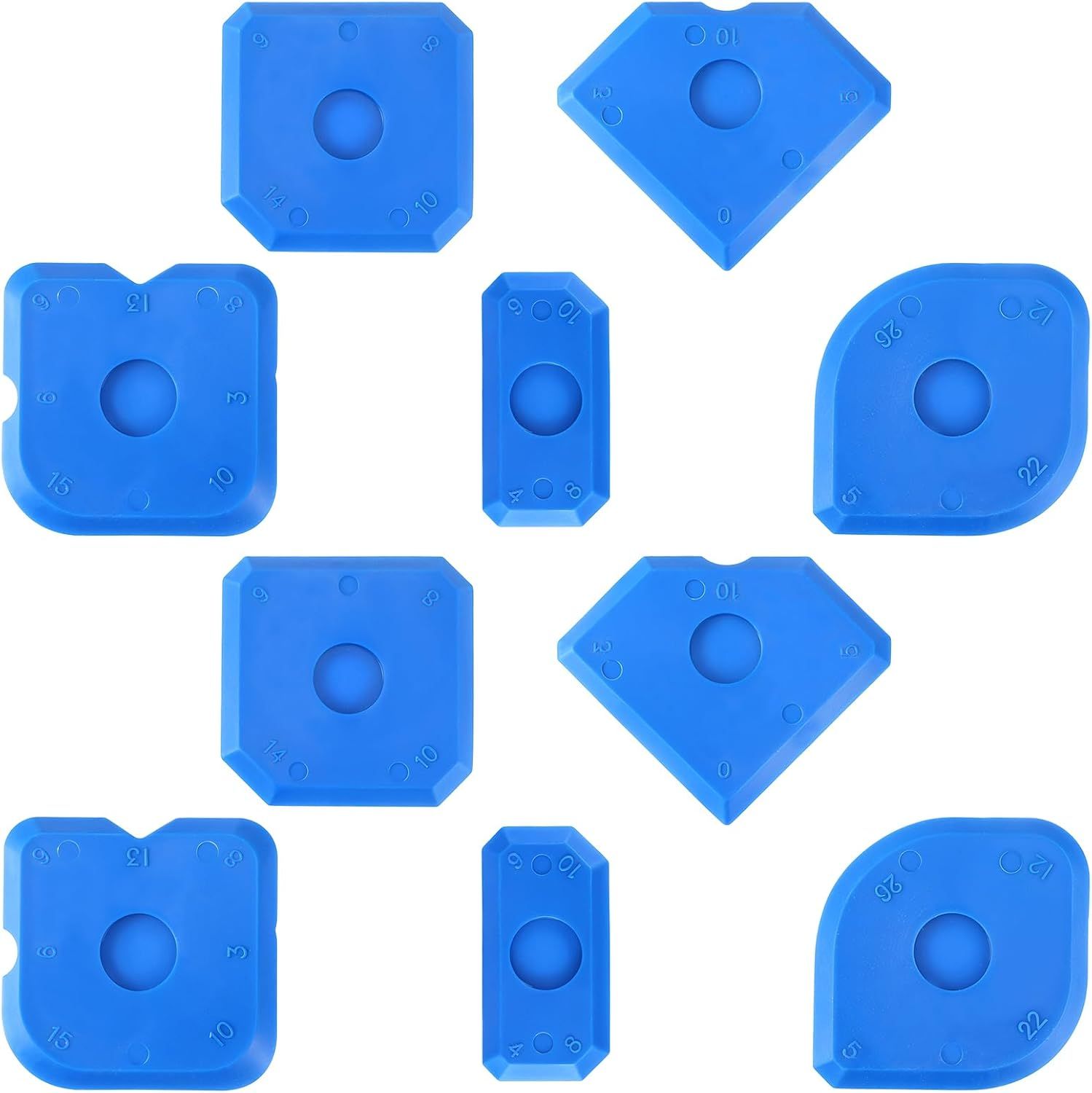10 PCS Silicone Caulking Tool Set, Sealant Finishing Tool, Caulk Remover Tool, Portable Sealant Scraper, Reuse Grout Scraper for Kitchen Bathroom Floor Window Sealant Sealing Sink Blue