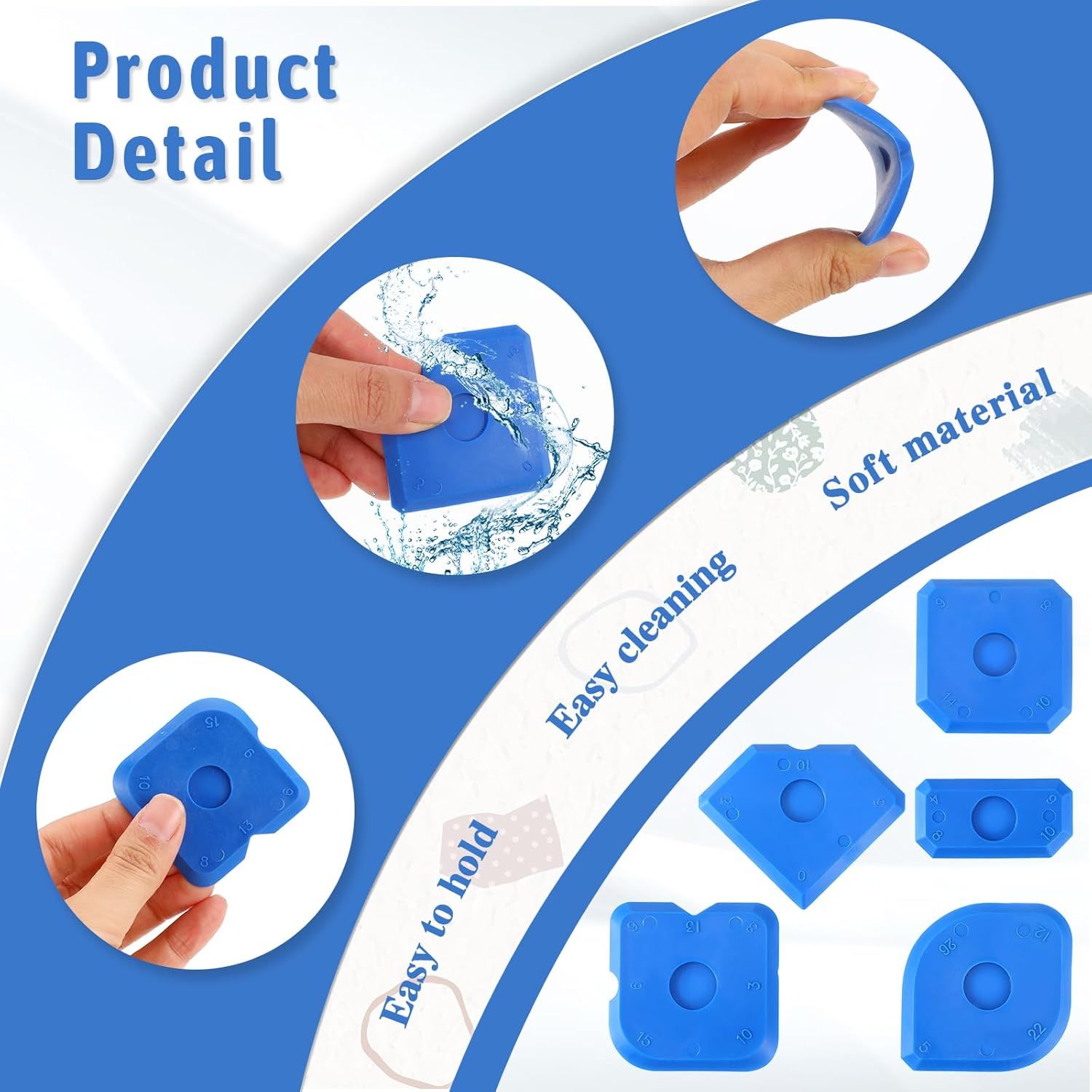 10 PCS Silicone Caulking Tool Set, Sealant Finishing Tool, Caulk Remover Tool, Portable Sealant Scraper, Reuse Grout Scraper for Kitchen Bathroom Floor Window Sealant Sealing Sink Blue