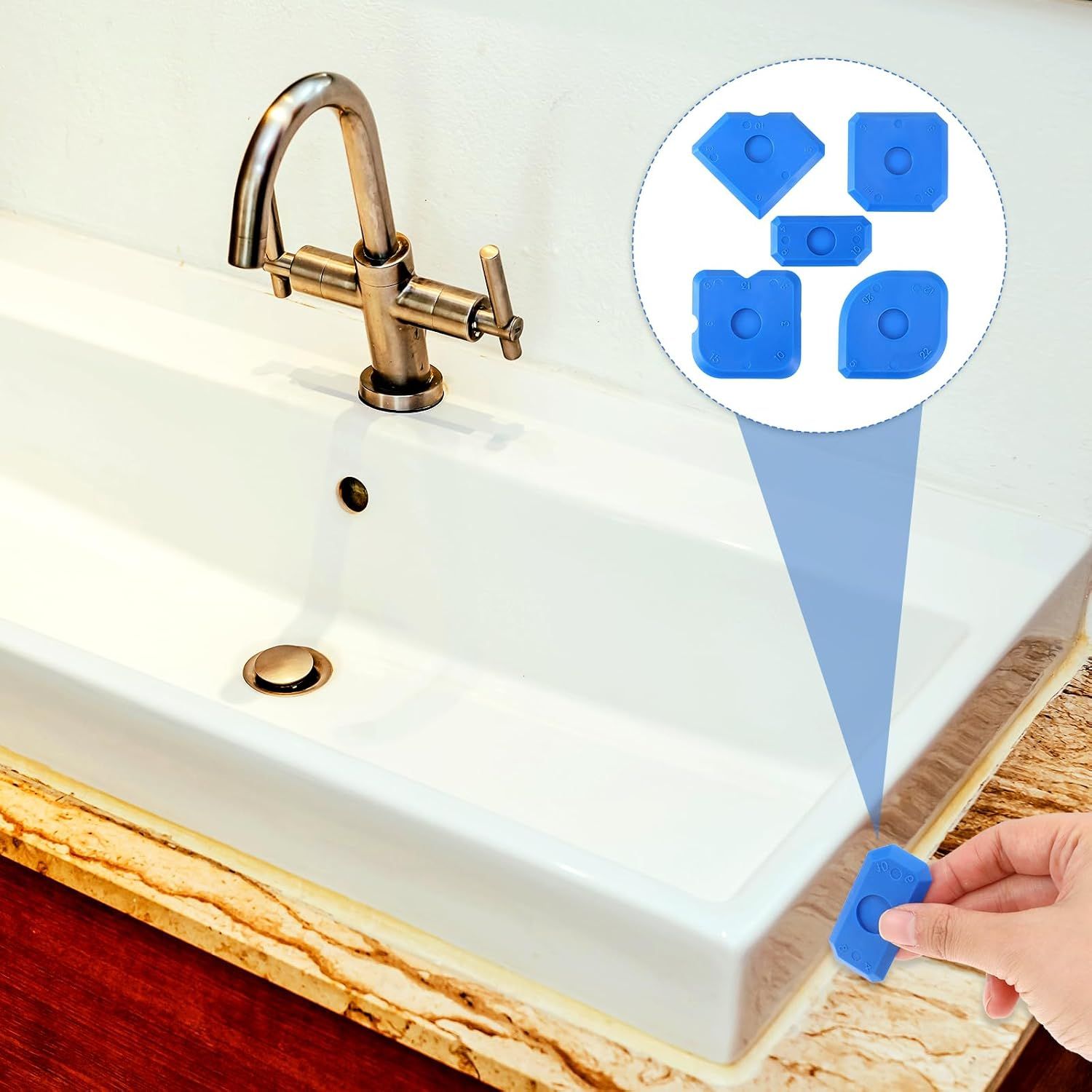 10 PCS Silicone Caulking Tool Set, Sealant Finishing Tool, Caulk Remover Tool, Portable Sealant Scraper, Reuse Grout Scraper for Kitchen Bathroom Floor Window Sealant Sealing Sink Blue