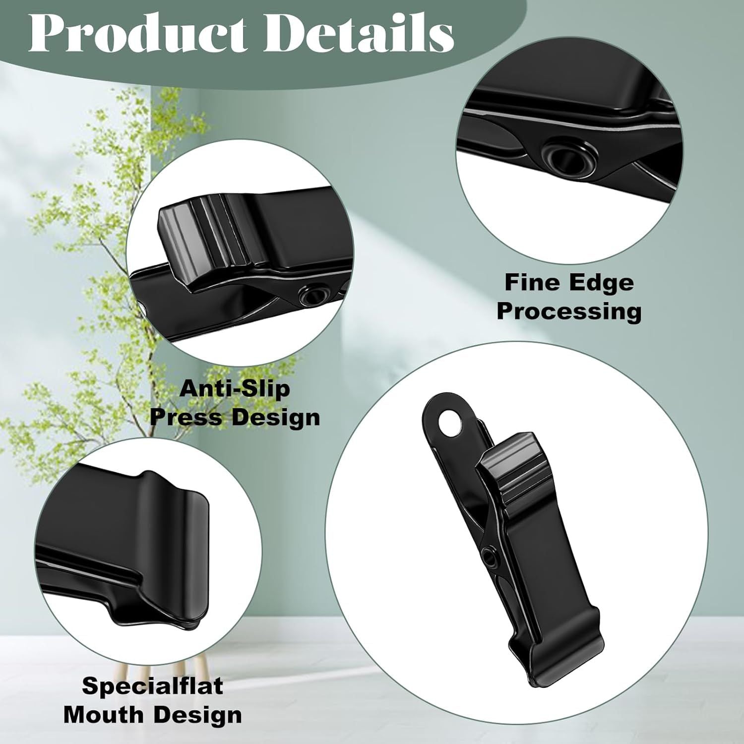 30 PCS Black Mini Clips for Crafts, 1.58 Inch X 0.5 Inch Metal Alligator Clamps, Sturdy Spring Clips, Hanging Crocodile Clips for Wires Photo Snacks Paper Christmas DIY Decoration