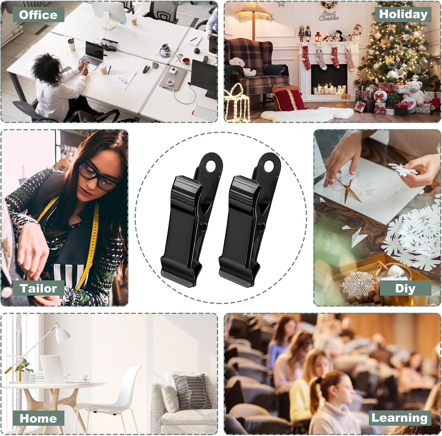30 PCS Black Mini Clips for Crafts, 1.58 Inch X 0.5 Inch Metal Alligator Clamps, Sturdy Spring Clips, Hanging Crocodile Clips for Wires Photo Snacks Paper Christmas DIY Decoration