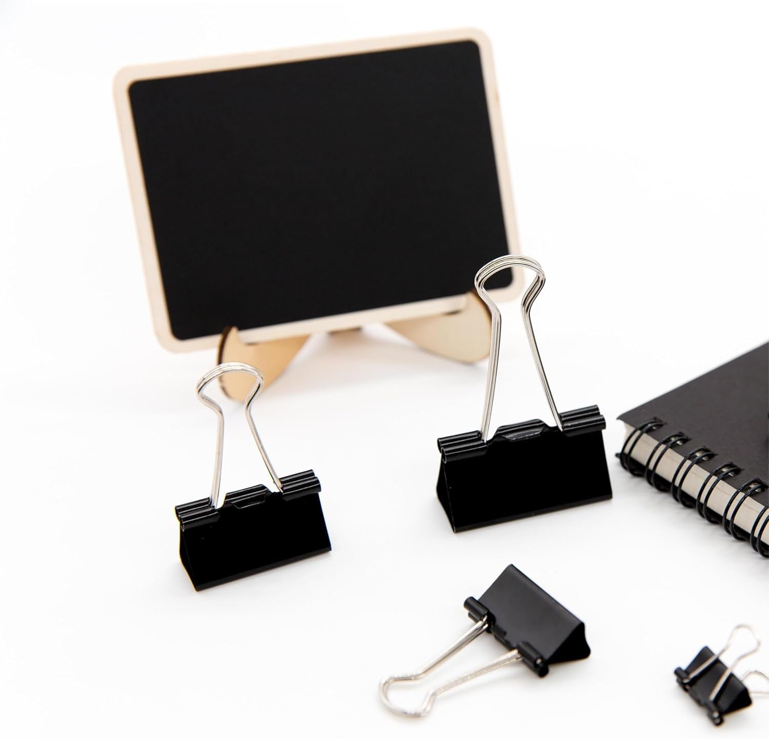 Binder Clips Paper Clamps Assorted Sizes 150 Count Black , Large, Medium, Small, X Small and Micro, 5 Sizes in One Pack, Meet Your Different Using Needs.