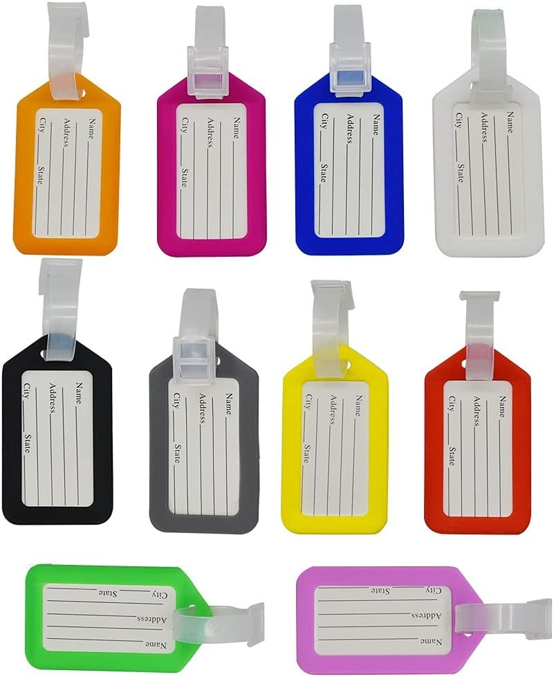 30 PCS Luggage Tags Multicolor Suitcase ID Labels Bag Name Tag 10 Colors Travel Accessories