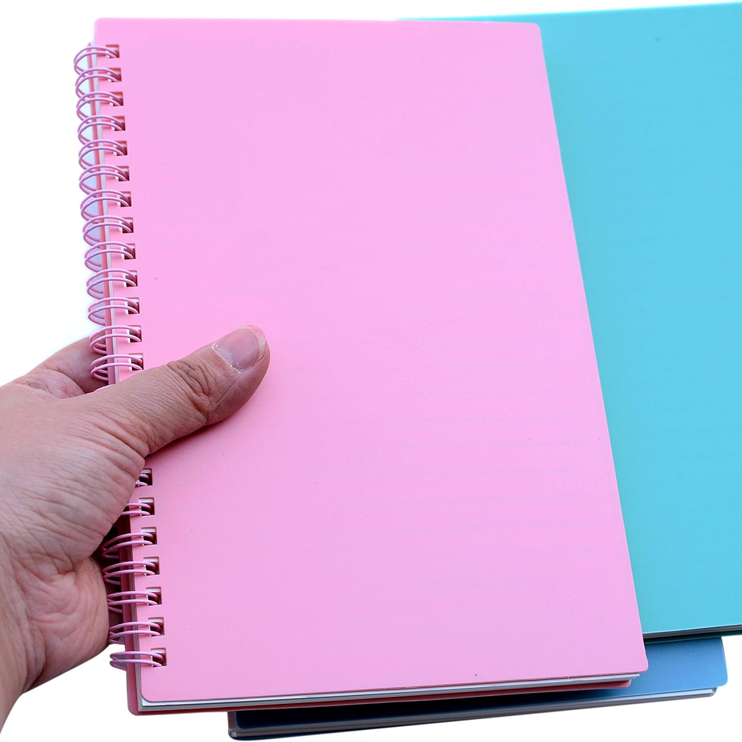 Yansanido Spiral Notebook, 3 Pcs A5 Thick Plastic Hardcover 8mm Ruled 3 Color 80 Sheets -160 Pages Journals for Study and Notes Light Pink,Light Green,Light Blue, A5 5.7" x 8.3"-Ruled
