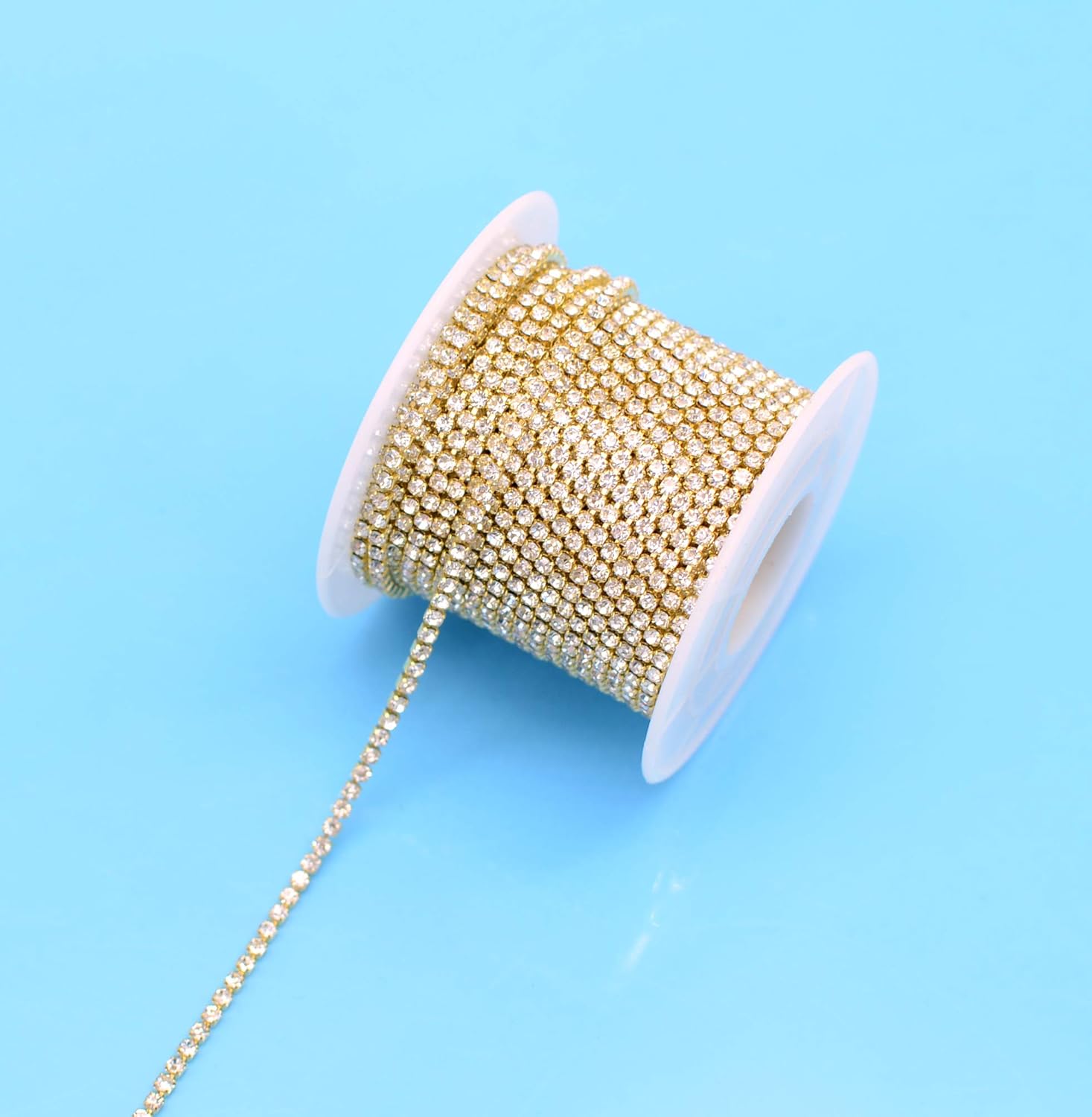 11 Yards 2mm Gold Crystal Rhinestone Close Chain Single Row Trimming Claw Chain Jewelry Crafts DIY Gold