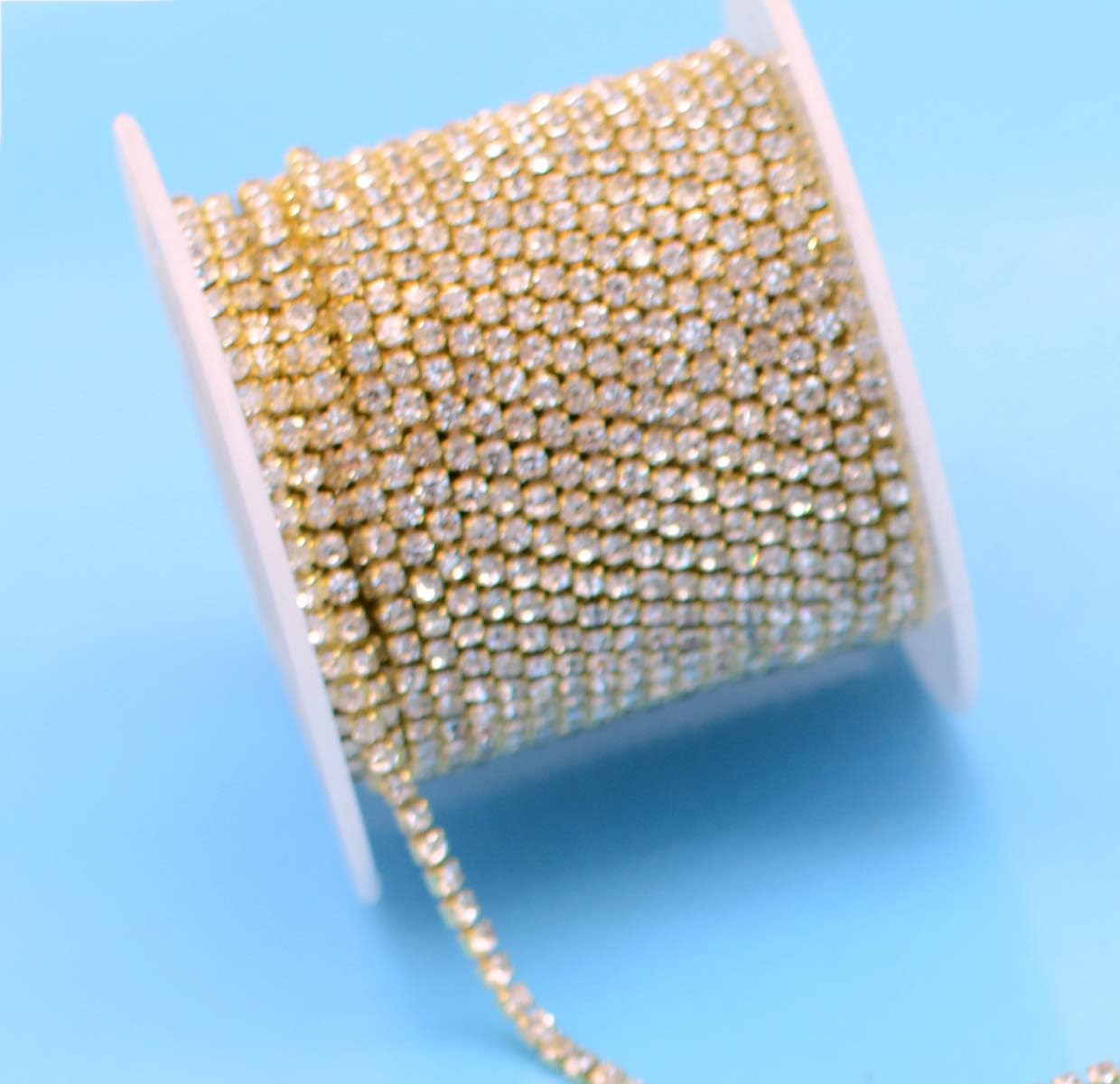 11 Yards 2mm Gold Crystal Rhinestone Close Chain Single Row Trimming Claw Chain Jewelry Crafts DIY Gold