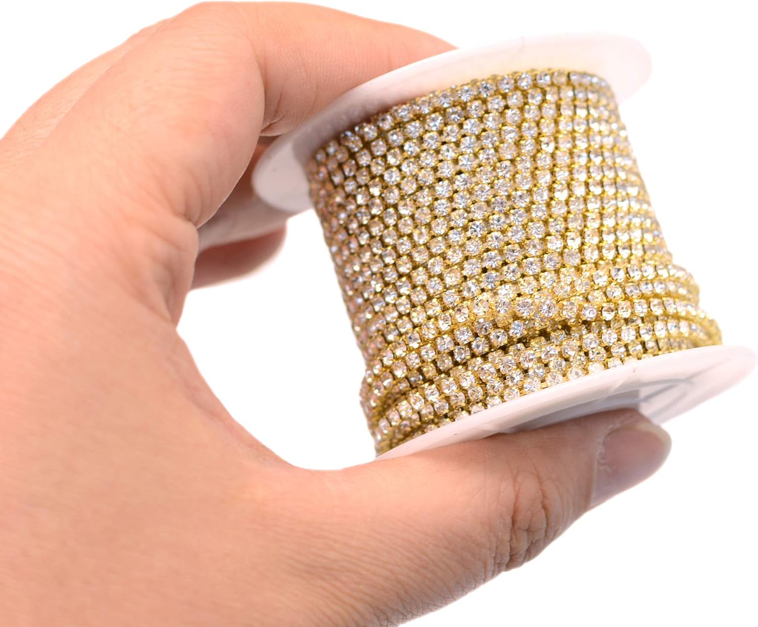 11 Yards 2mm Gold Crystal Rhinestone Close Chain Single Row Trimming Claw Chain Jewelry Crafts DIY Gold