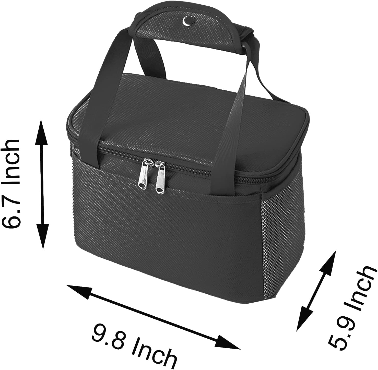 Yansanido 6L Thickened Black Reusable Insulated Lunch Bag for Women and Men Travel Picnic and Lunch Box Small, Black