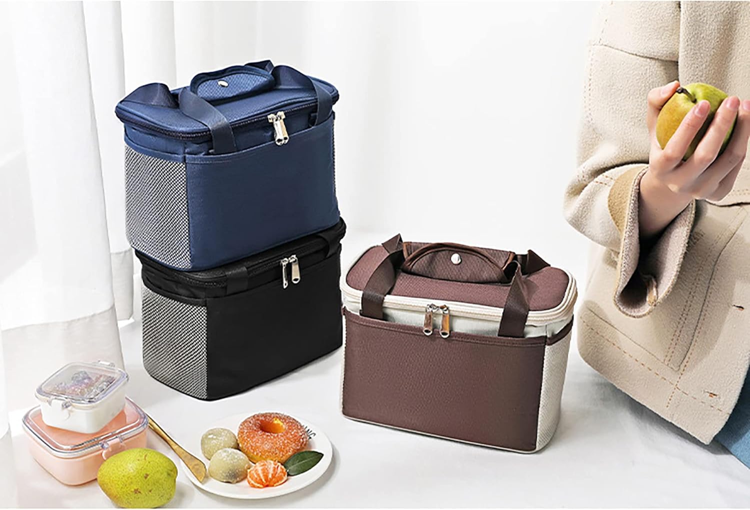 Yansanido 6L Thickened Black Reusable Insulated Lunch Bag for Women and Men Travel Picnic and Lunch Box Small, Black