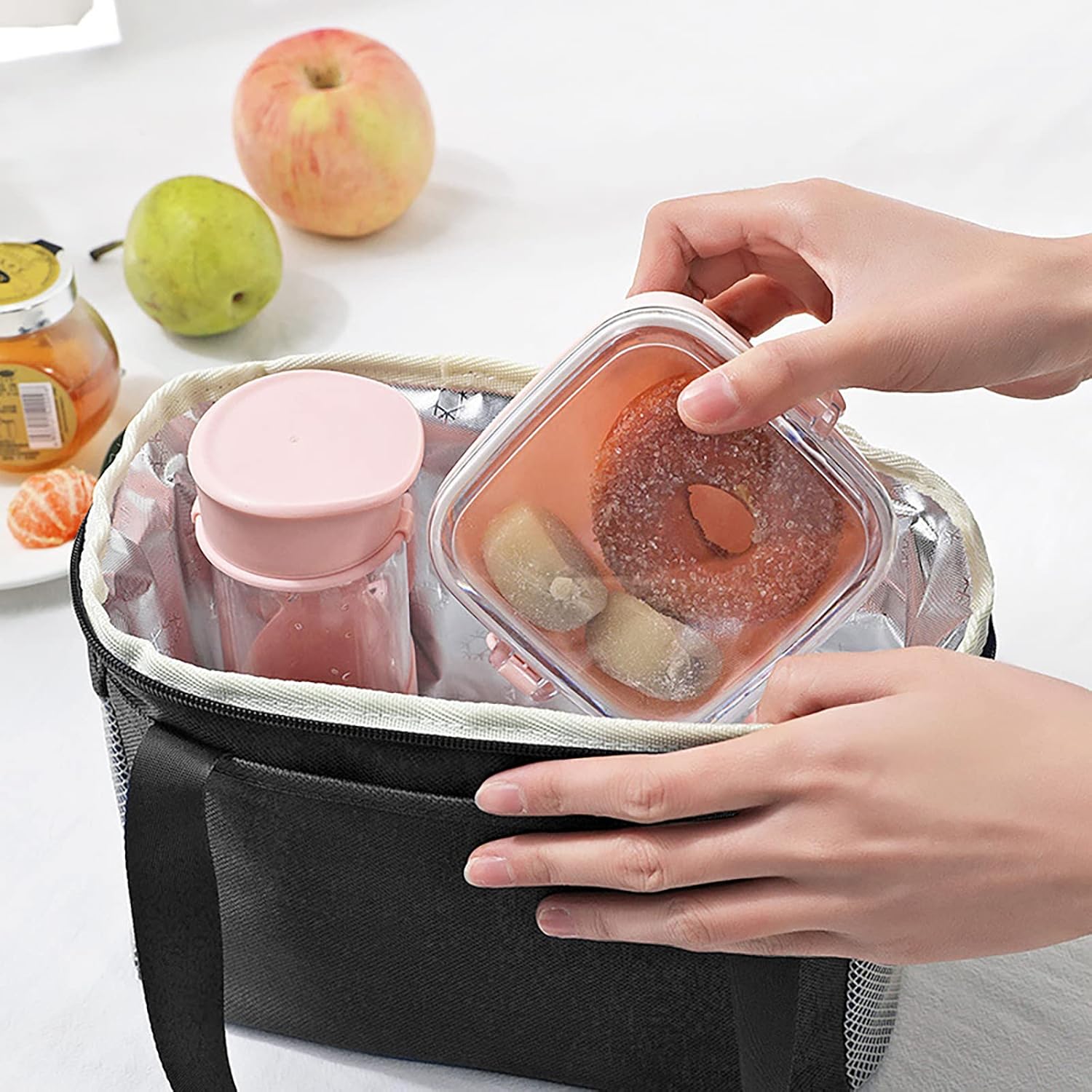 Yansanido 6L Thickened Black Reusable Insulated Lunch Bag for Women and Men Travel Picnic and Lunch Box Small, Black