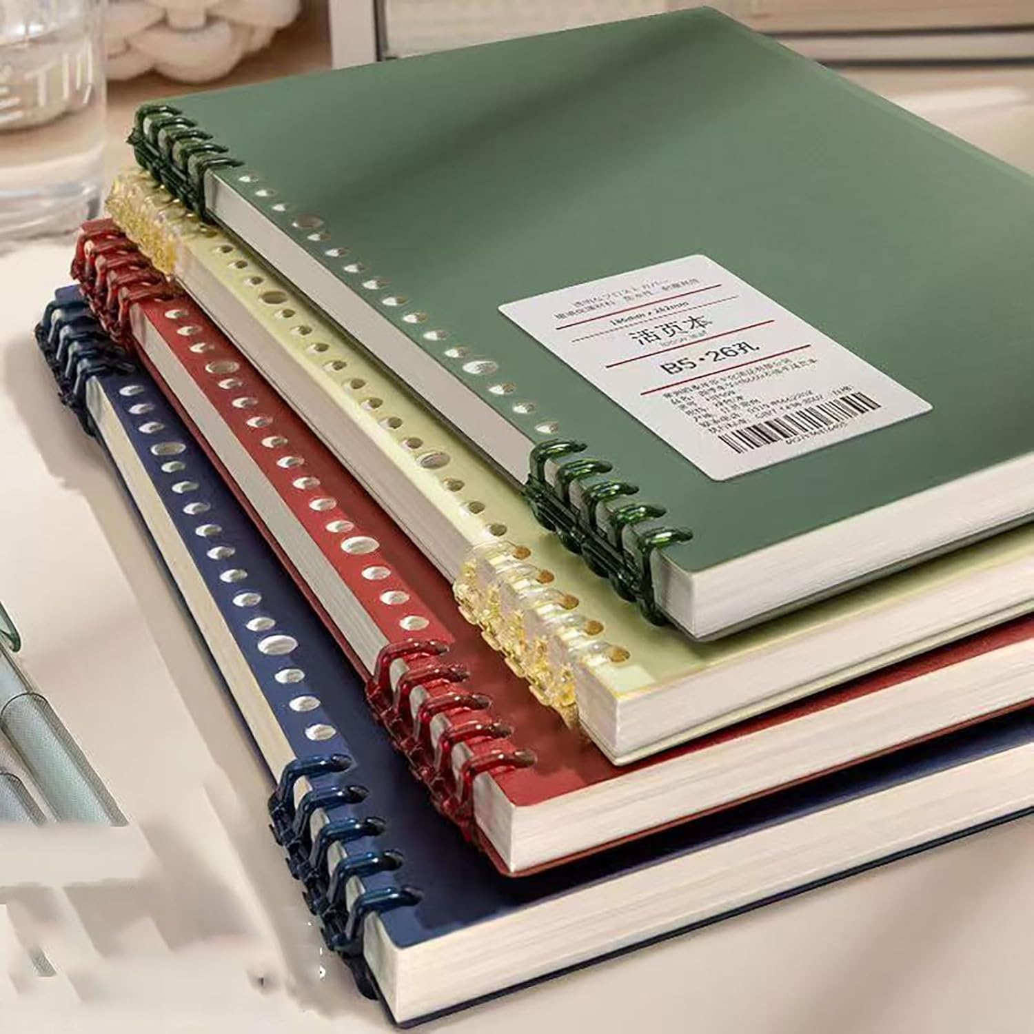 A5 Notebook Spiral Notebook Removable Spiral Binding Plastic Hardcover Journals 80 Sheets /160 Pages Lined Binding NoteBook for Writing Work School Supplies A5 Grid -Blue Green Black white