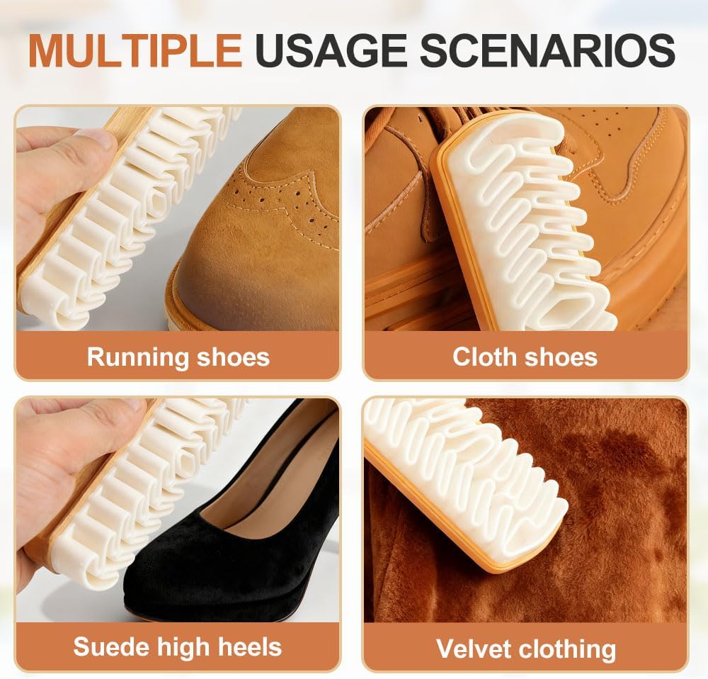 Suede Shoe Brush, Rubber Polish Eraser with Soft Bristle Brush for Suede Cleaner and Nubuck Brush 2 pcs