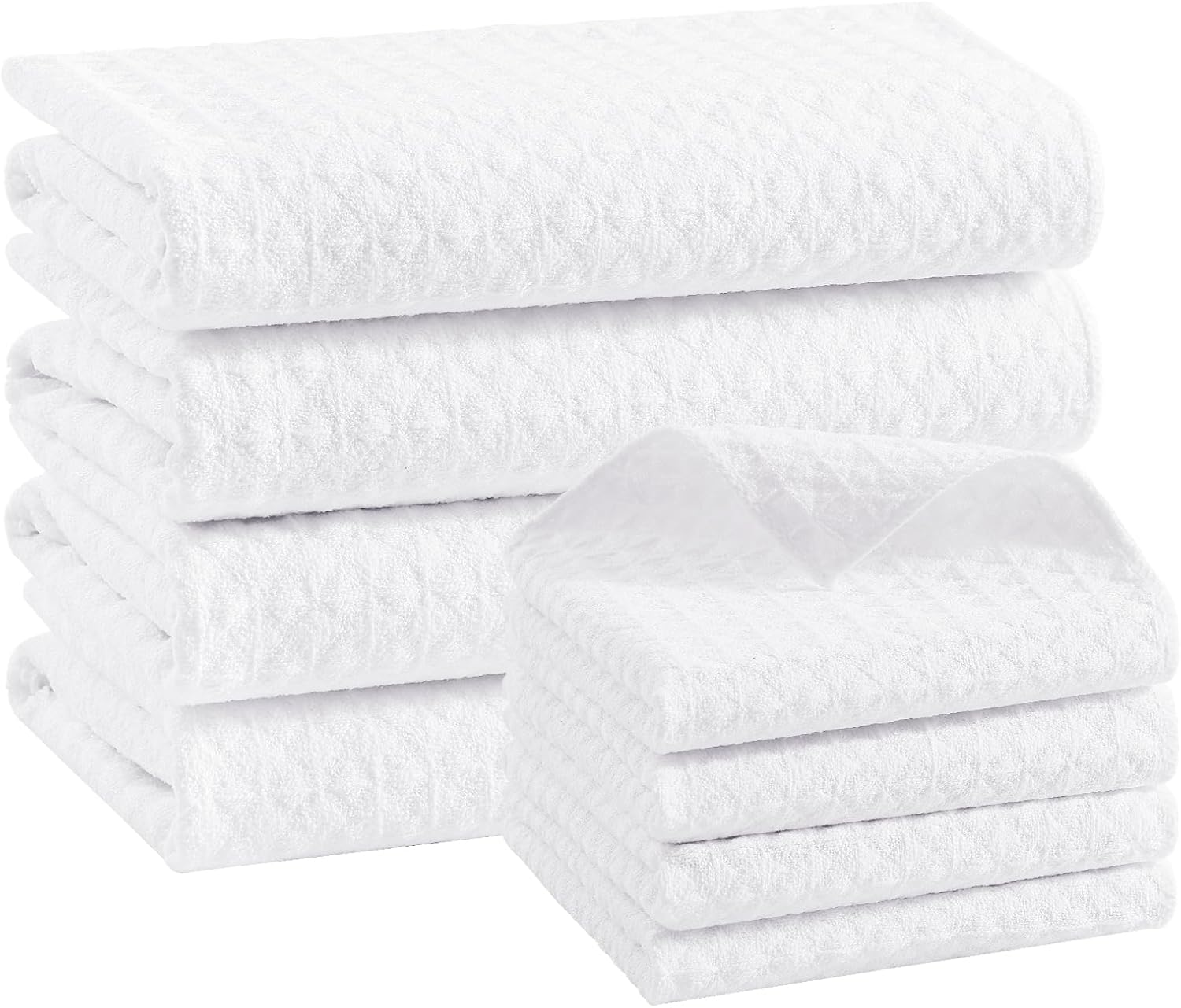 Homaxy Microfiber Waffle Weave Towels Set, 16 x 28 Inch and 12 x 12 Inch and 100% Cotton Waffle Weave Kitchen Dish Cloths