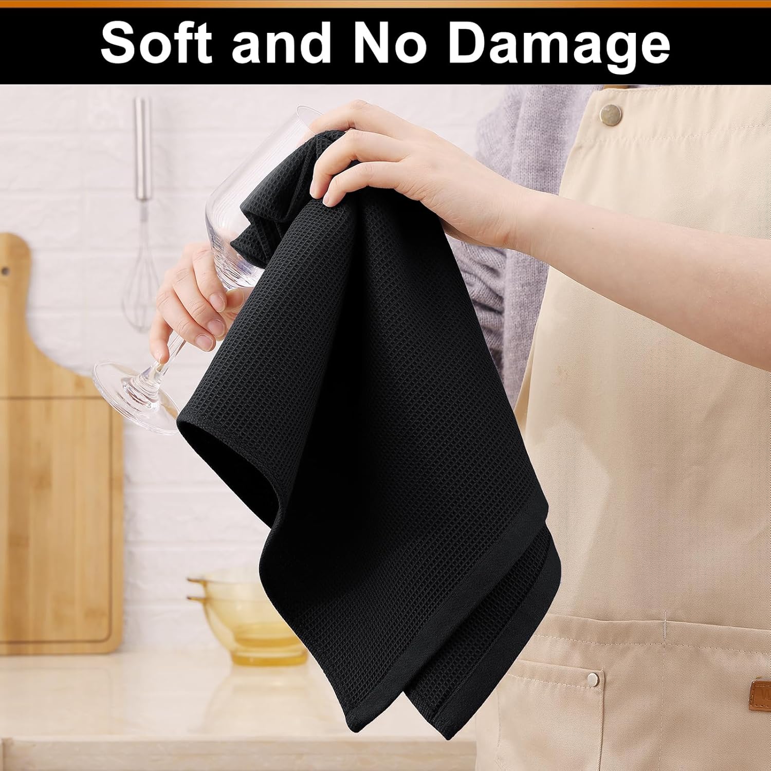 Homaxy 100% Cotton Waffle Weave Kitchen Towels - 4 Pack Soft and Absorbent Dish Towels - 16 x 26 Inches Quick Dry Hand Towels and 100% Cotton Kitchen Towels Set 12 x 12 & 15 x 25 Inches