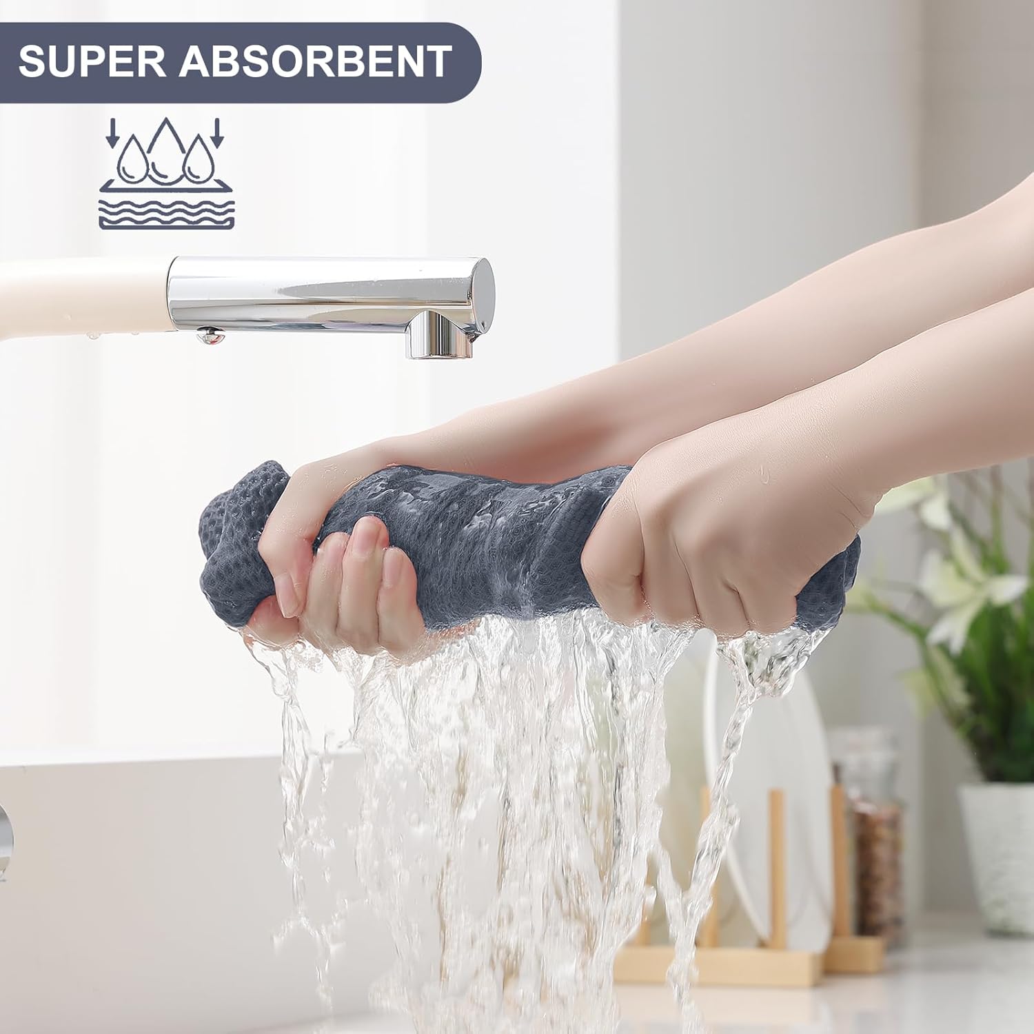Homaxy 100% Cotton Kitchen Towels and Dishcloths Set, 12 x 12 Inches and 13 x 28 Inches, Set of 8 Bulk Kitchen Towels Set and 100% Cotton Kitchen Dishcloths Set 12 x 12 & 15 x 25 Inches