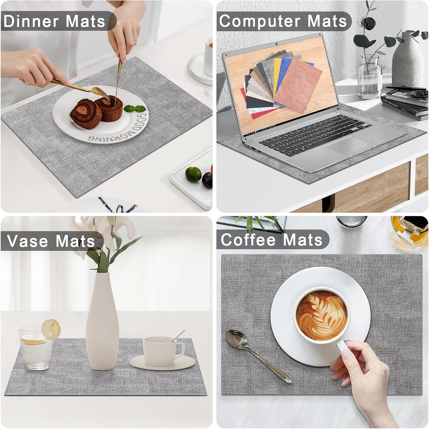 Homaxy Faux Leather Heat Resistant Placemats, 11.8" x 17" Retangle Table Mats with Diameter 13 and 3 Placemats and Coasters.93 inch