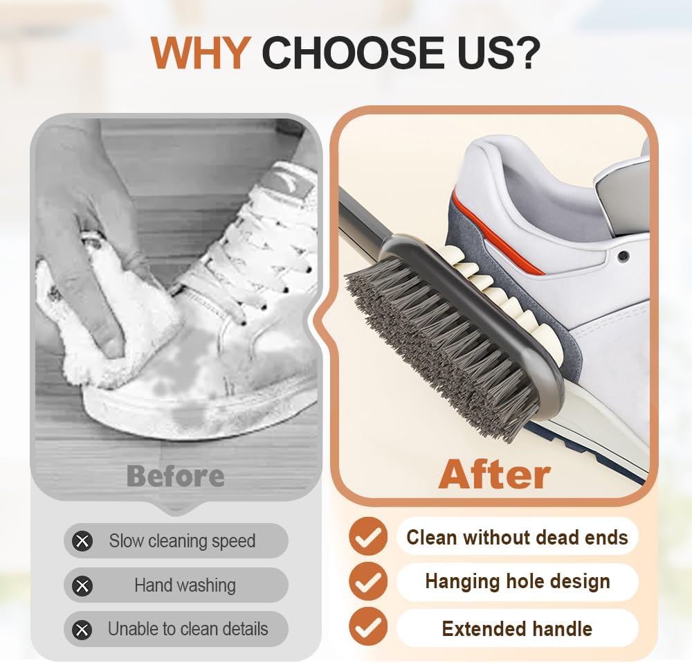 2 in 1 Scrub Suede Shoe Brush, Rubber Polish Eraser with Soft Bristle Brush for Suede Cleaner and Nubuck Brush Black