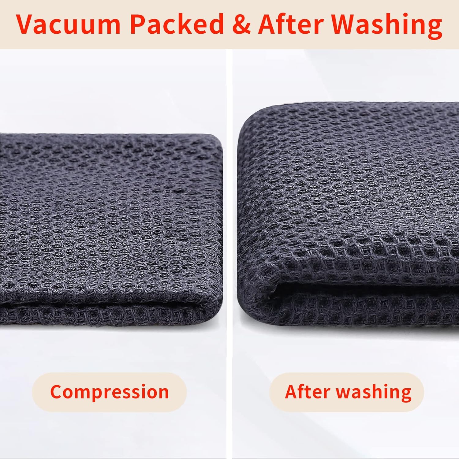 Homaxy 100% Cotton Waffle Weave Kitchen Dish Cloths 12 x 12 Inches, 6-Pack, Dark Grey , Ultra Soft Absorbent Quick Drying Dish Towels and Terry Kitchen Towels 15" x 25", 6 Pack, Dark Grey
