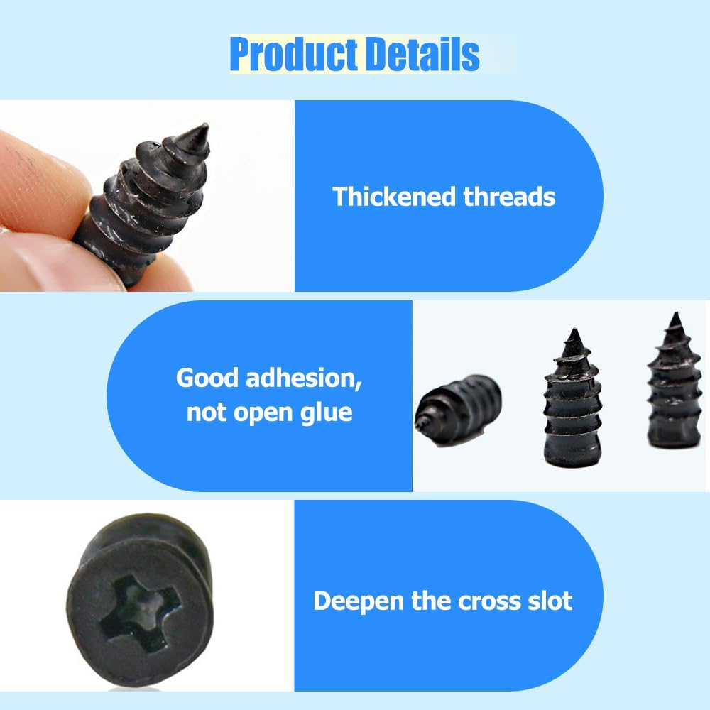 Tire Repair Nails Kit with 2 Sizes, Screw in Tire Repair Plugs with Box and Screwdriver, Fast Self-Service Tire Repair Tools 10Set
