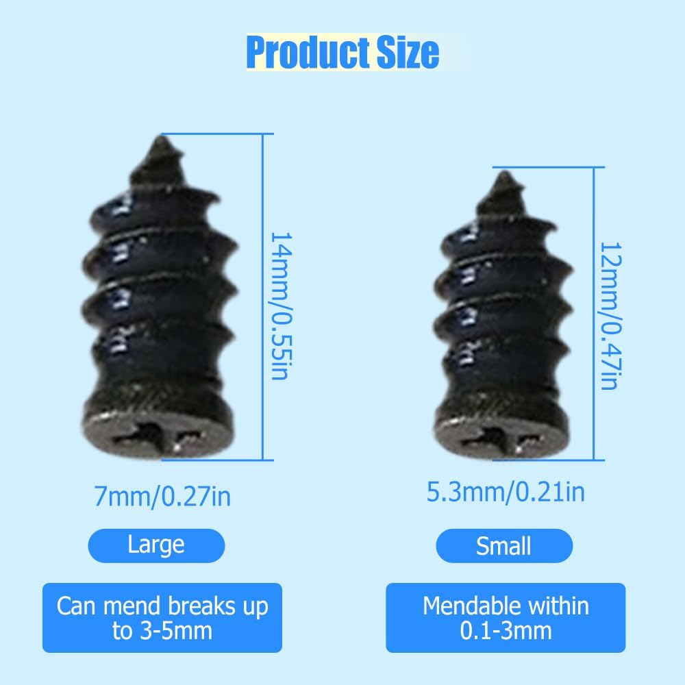 Tire Repair Nails Kit with 2 Sizes, Screw in Tire Repair Plugs with Box and Screwdriver, Fast Self-Service Tire Repair Tools 10Set