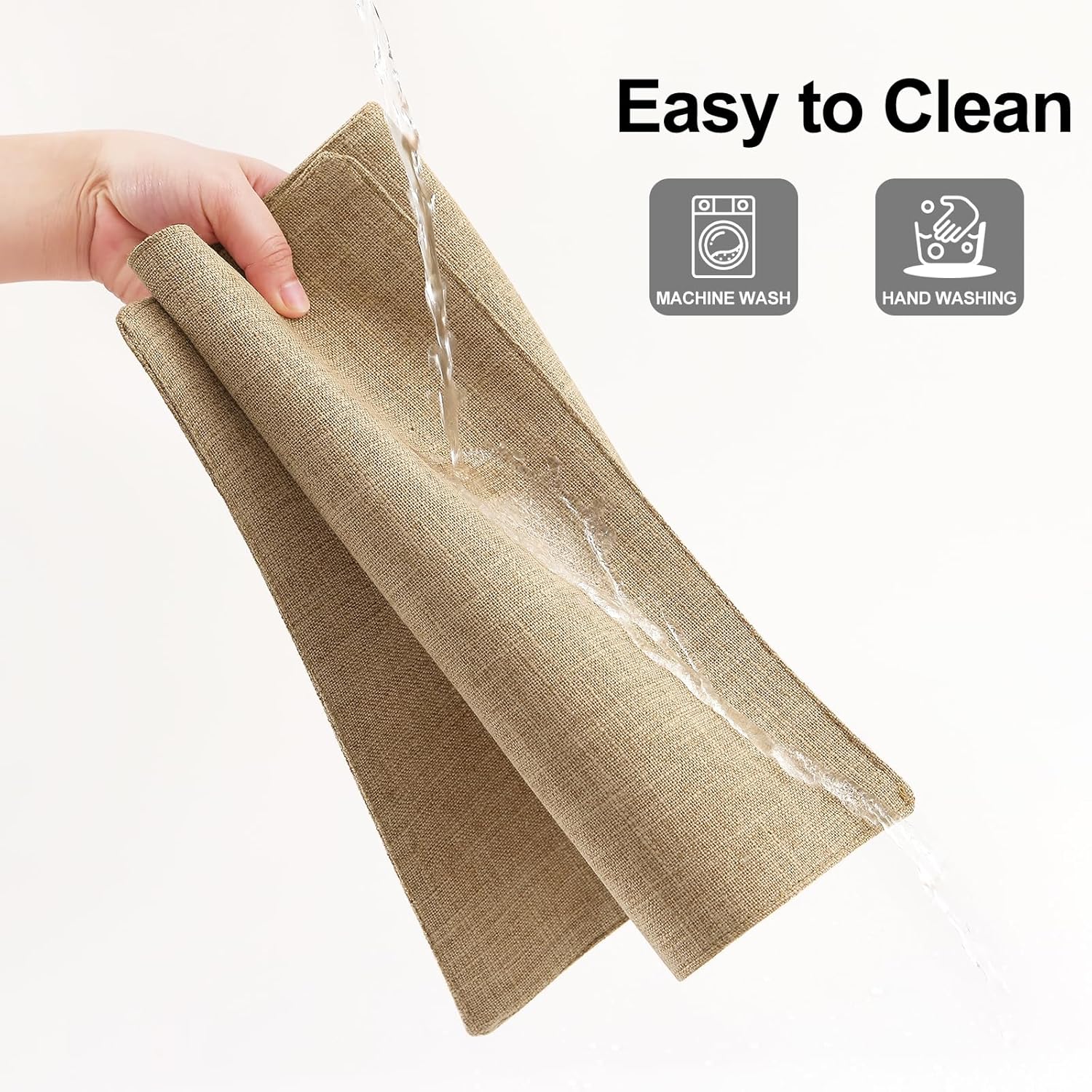 Homaxy Cloths Placemats for Dining Table Set of 6 13" x 19", Flaxen , Heat Resistant Washable Cotton Linen Blend Table Mats and Terry Kitchen Towels 15" x 25", 6 Pack, Dark Grey