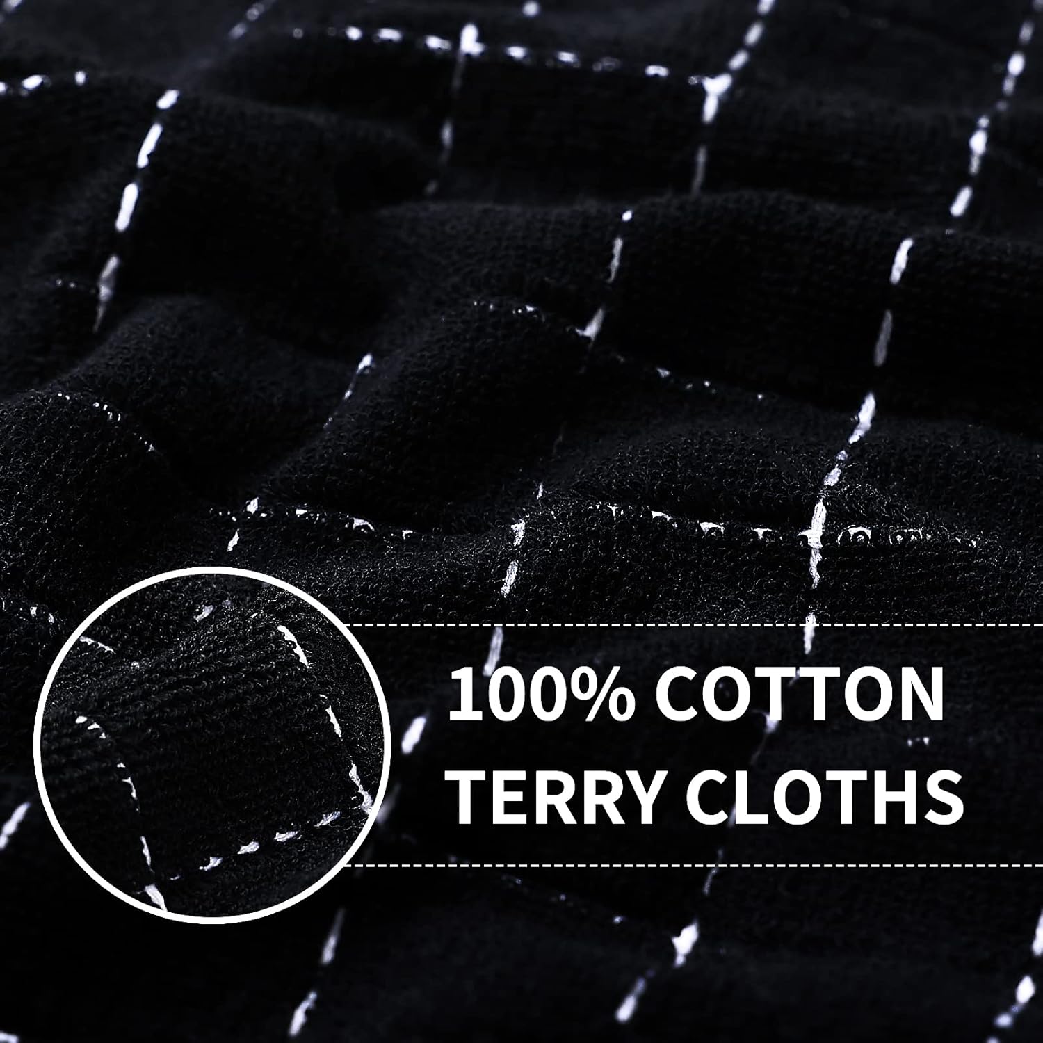 Homaxy 100% Cotton Terry Kitchen Towels Black, 13 x 28 inches , 4 Pack and Premium Kitchen Towels 18”x 28”, 6 Pack , Grey