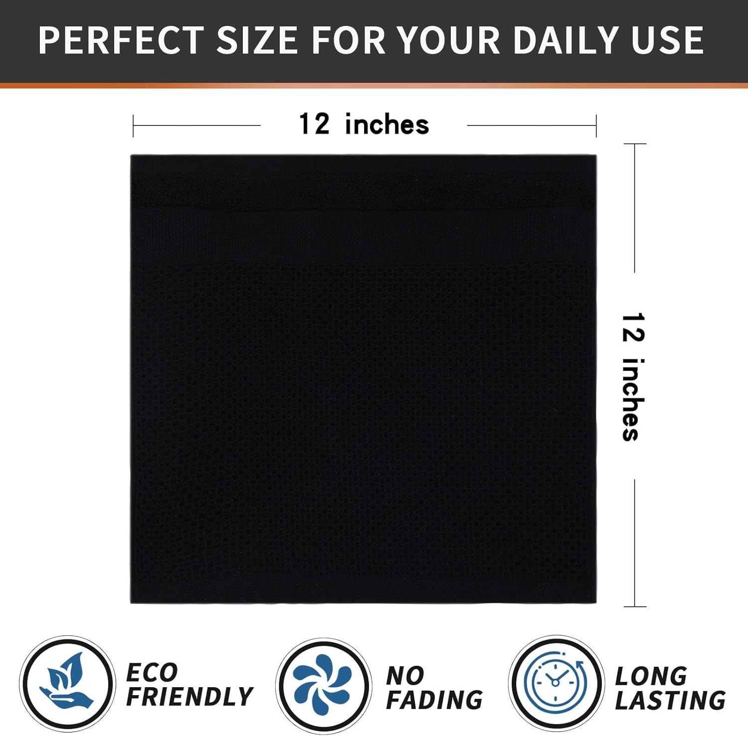 Homaxy 100% Cotton Dish Cloths, 8 Pack - 12 x 12 Inches, Black and Kitchen Towels and Dishcloths Set, 12 x 12 and 13 x 28 Inches, White & Black