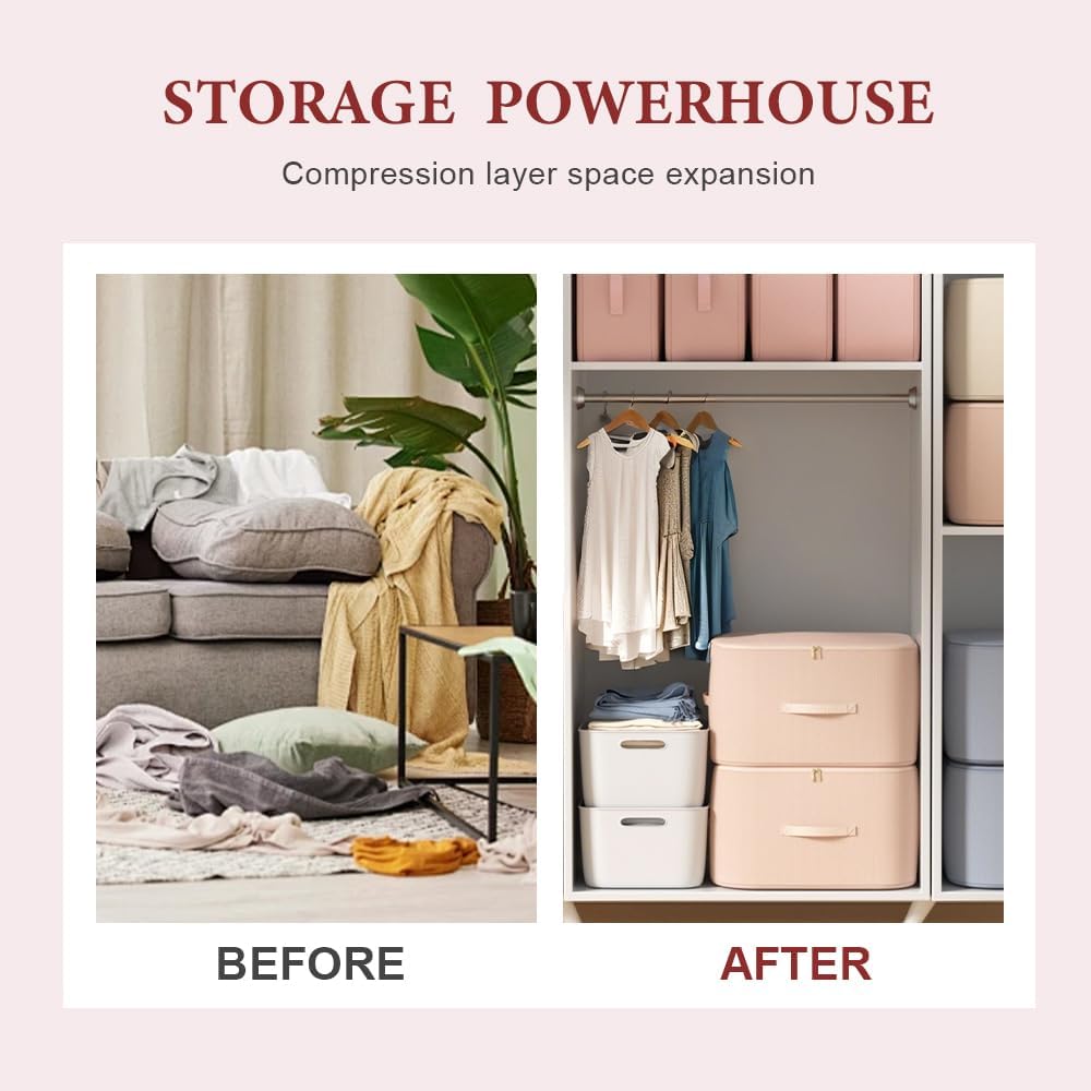 2026 New 3-Layer Ultra Space Saving Self Compression Organizer, Multifunctional Comforter Storage Bag for Comforters, Clothes, Blankets, Home Organization Must Haves Gery, Large