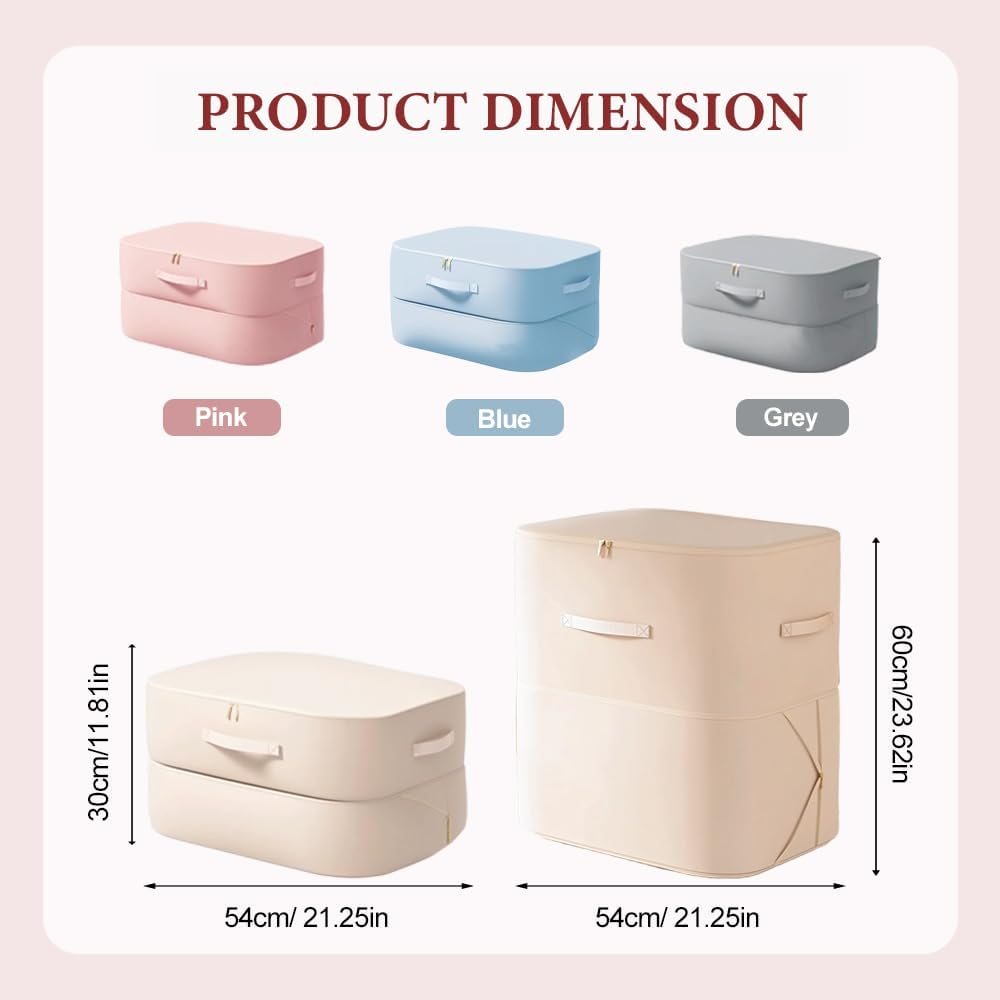 2026 New 3-Layer Ultra Space Saving Self Compression Organizer, Multifunctional Comforter Storage Bag for Comforters, Clothes, Blankets, Home Organization Must Haves Gery, Large