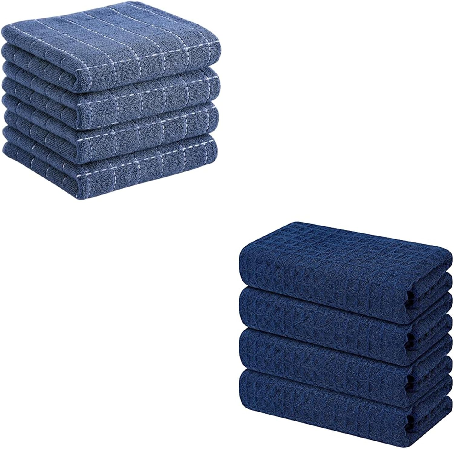 Homaxy Kitchen Towels Set, 16 x 28 Inches and 13 x 28 inches, Set of 8 Bulk Cotton Kitchen Towels Set, Ultra Soft Absorbent Dish Towels for Washing Dishes, Navy Blue