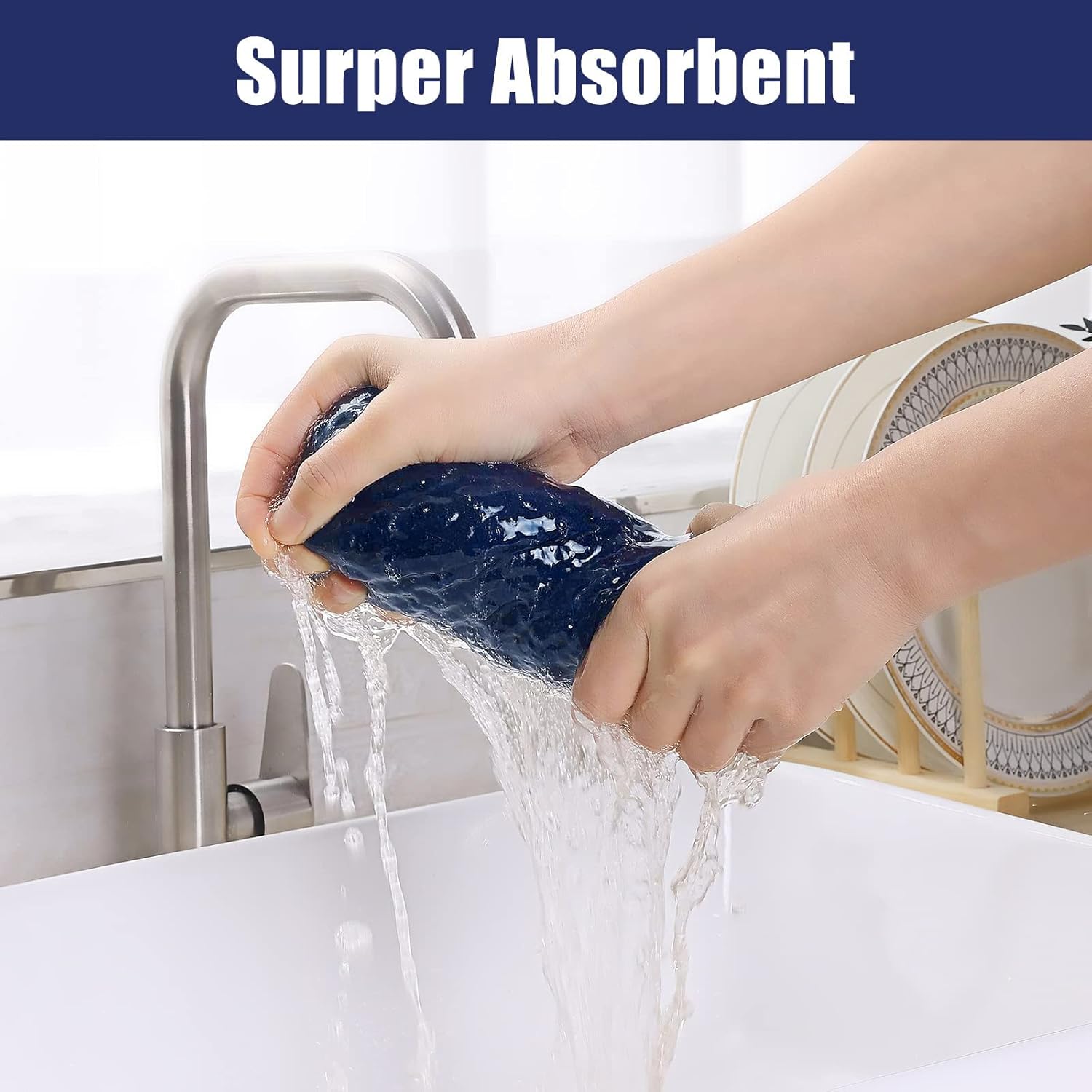 Homaxy Kitchen Towels Set, 16 x 28 Inches and 13 x 28 inches, Set of 8 Bulk Cotton Kitchen Towels Set, Ultra Soft Absorbent Dish Towels for Washing Dishes, Navy Blue