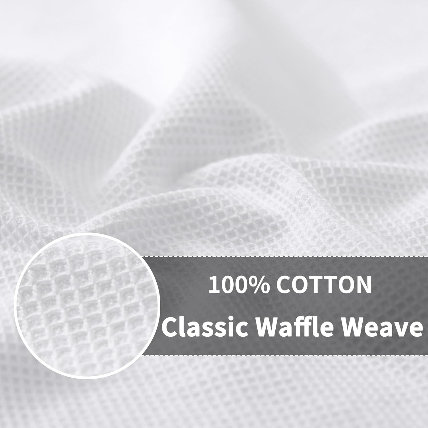Homaxy 10-Pack Cotton Kitchen Towels Set, 12 x 12 Inches and 13 x 28 Inches, White, Ultra Soft Absorbent Dish Towels for Washing Dishes, Waffle Weave, Lint-Free, Machine Washable