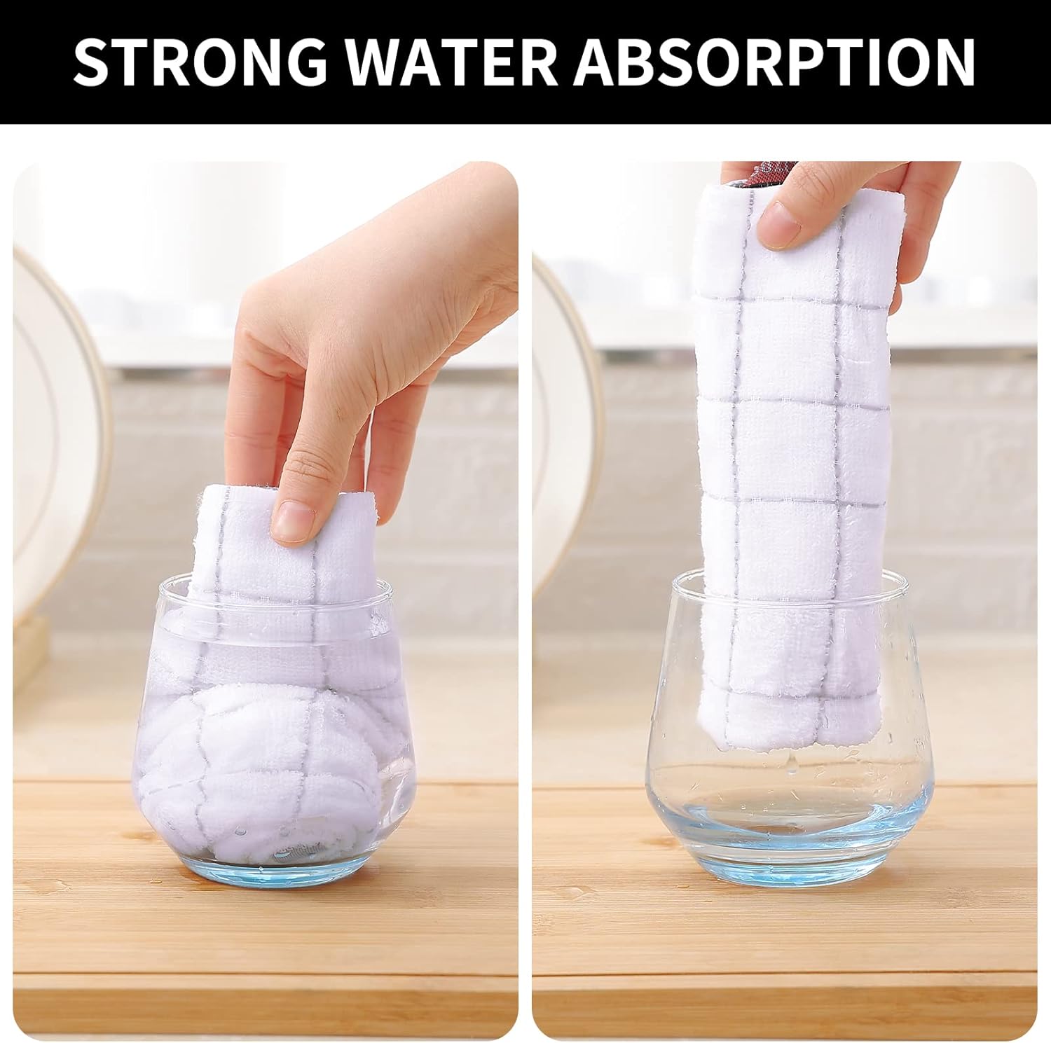 Homaxy 10-Pack Cotton Kitchen Towels Set, 12 x 12 Inches and 13 x 28 Inches, White, Ultra Soft Absorbent Dish Towels for Washing Dishes, Waffle Weave, Lint-Free, Machine Washable