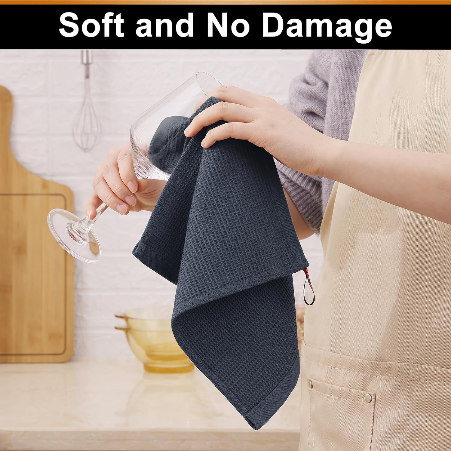Homaxy Kitchen Towels and Dishcloths Set, 12 x 12 Inches and 13 x 28 inches, Set of 10 Bulk Cotton Kitchen Towels Set, Ultra Soft Absorbent Dish Towels for Washing Dishes, White & Dark Grey