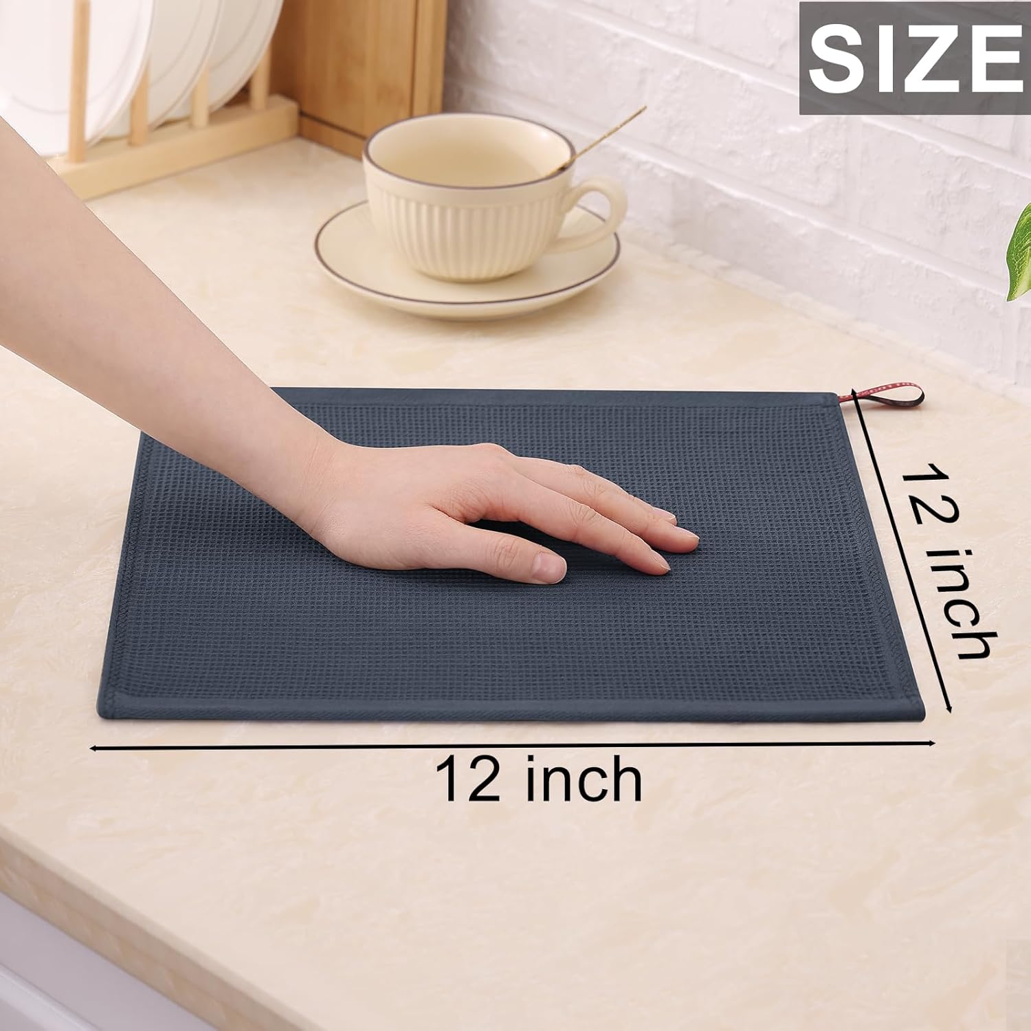 Homaxy Kitchen Towels and Dishcloths Set, 12 x 12 Inches and 13 x 28 inches, Set of 10 Bulk Cotton Kitchen Towels Set, Ultra Soft Absorbent Dish Towels for Washing Dishes, White & Dark Grey
